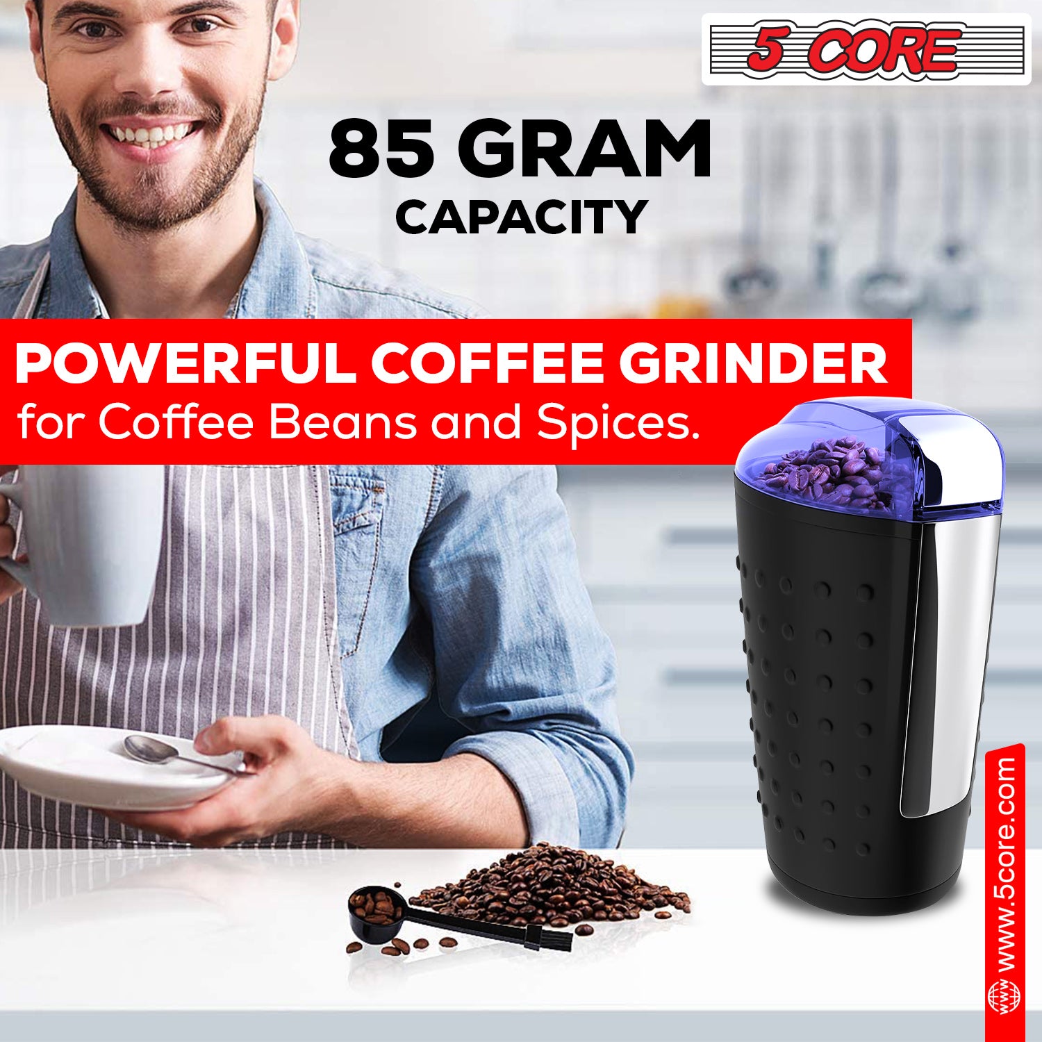 Experience the aroma and flavor of freshly ground coffee with 5 Core.