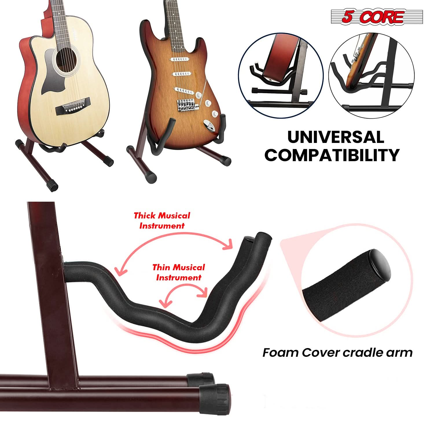 5Core Guitar Stand Floor A Frame Electric Acoustic Bass Soporte Para Guitarra