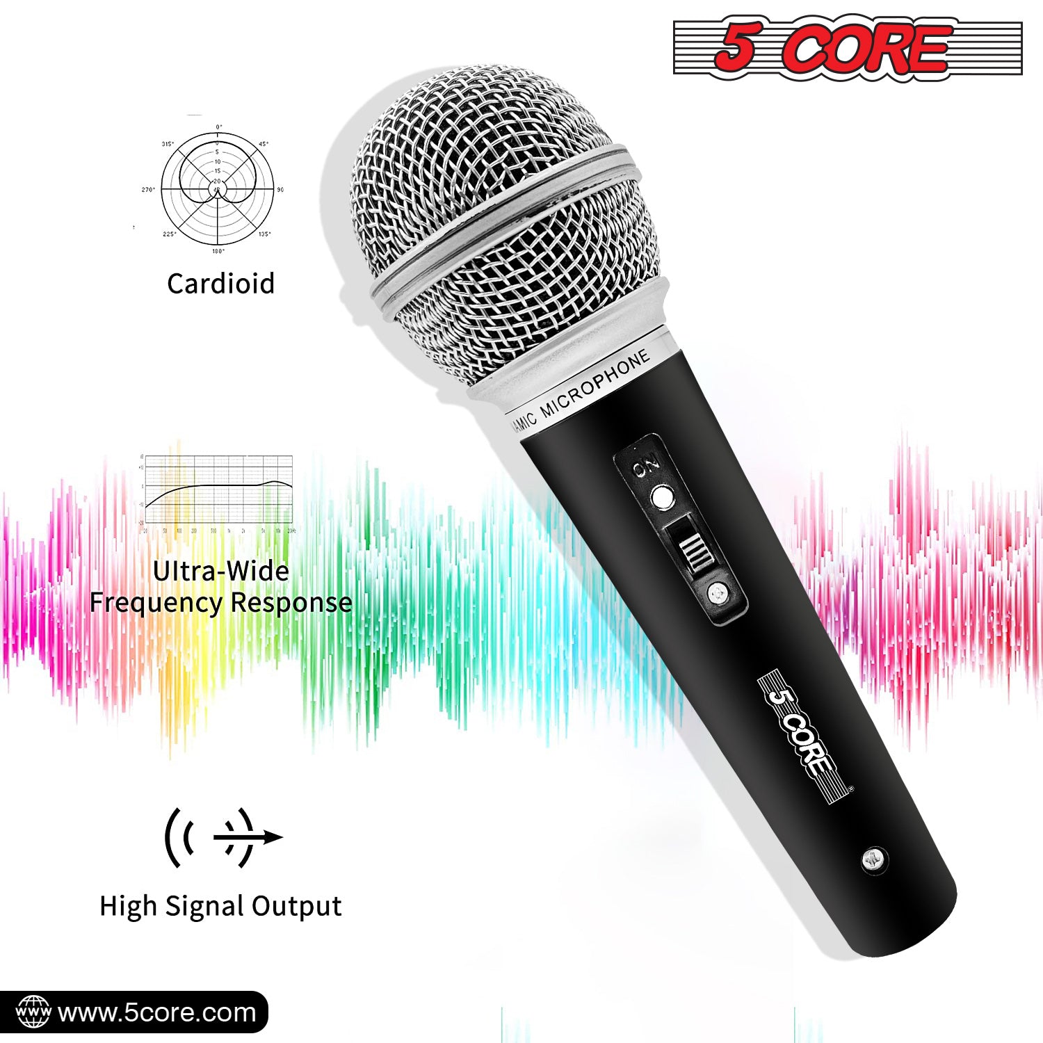 Professional-grade Karaoke Mic: 5 Core PM 58 Dynamic Cardioid Microphone