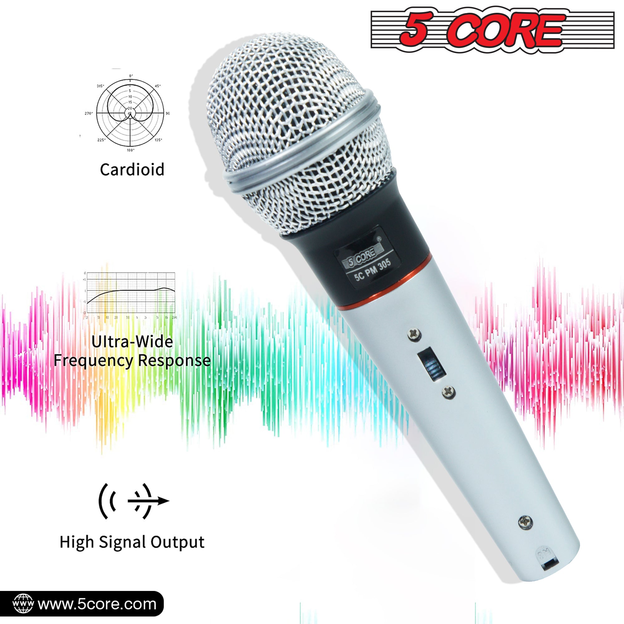 Professional Karaoke Microphone: 5 Core PM 305 Dynamic Mic