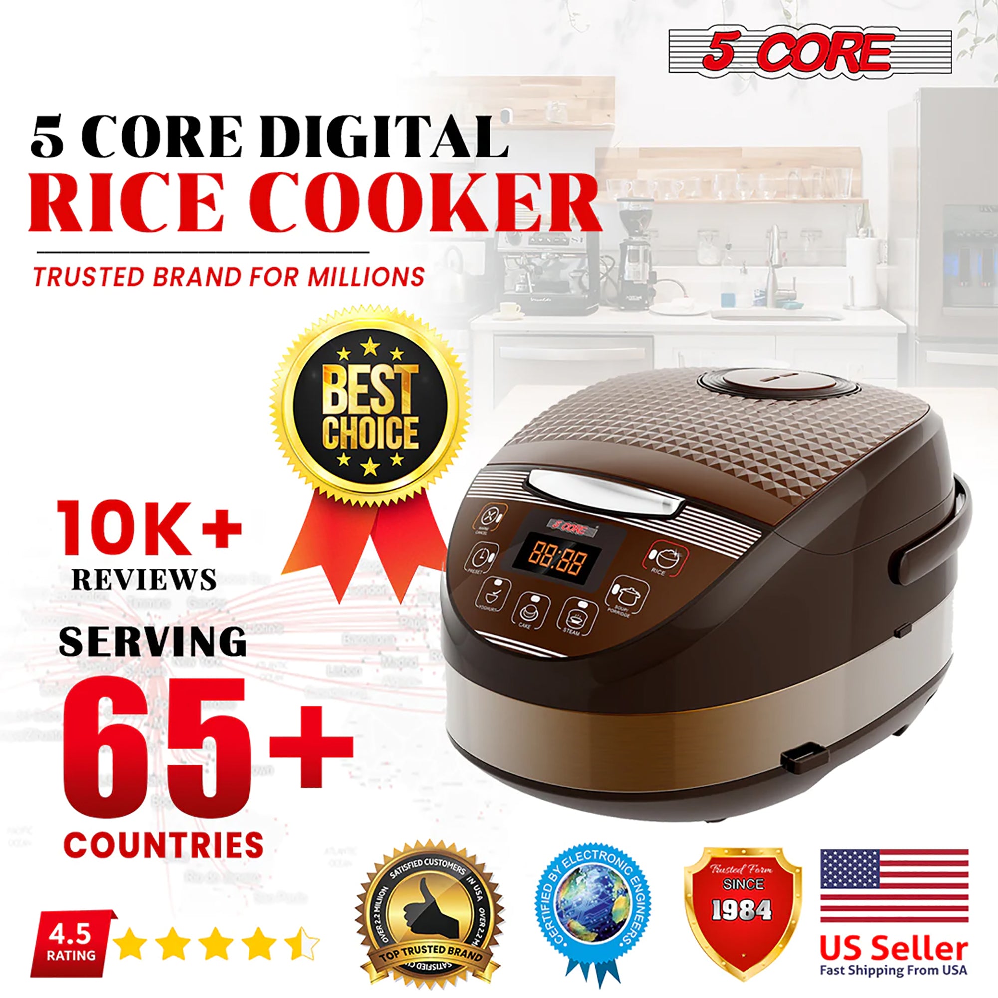 Trust 5 Core's Asian Rice Cooker, a culinary gem since 1984.