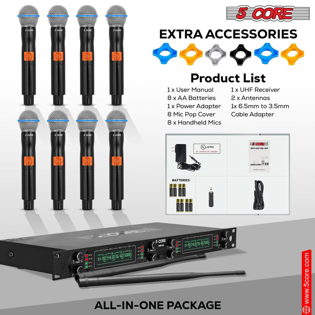 UHF Wireless Microphone System High-Quality Audio- 5 Core