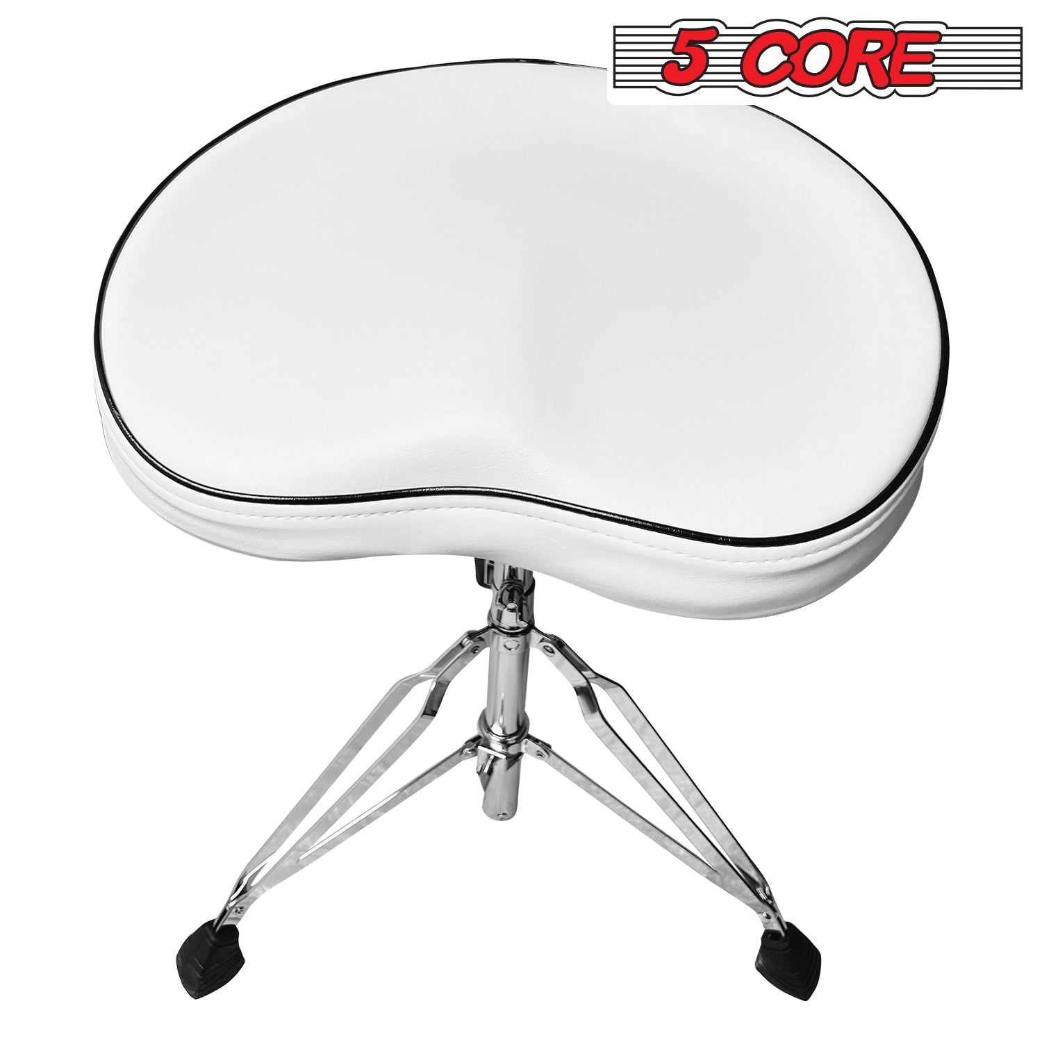 5 Core Drum Throne Thick Padded Comfortable Guitar Stool with Memory Foam Adjustable Padded Keyboard Chair Metal Piano Stool Premium Musician Chair White - DS CH WH SDL