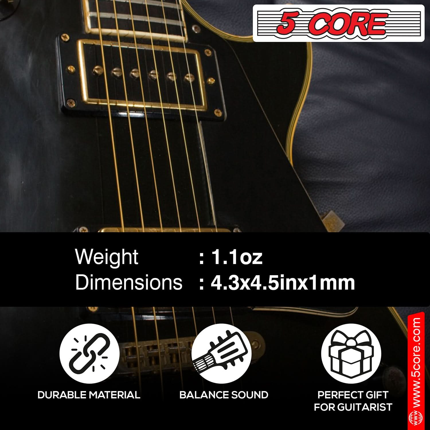 5Core Acoustic Guitar Strings 0.010-0.047 Steel Gauge w Deep Bright Tone for 6 String Guitars