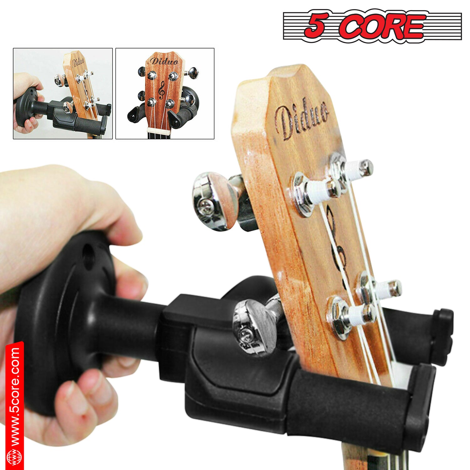 5 Core Guitar Wall Mount Hangers Adjustable Rotatable Display Wall Hook Holder w Soft Padding 1/2 Pc