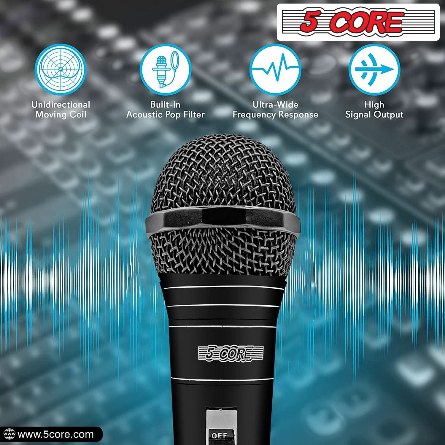 5Core XLR Microphone Dynamic Mic Karaoke Singing Studio Mics Handheld Microfono