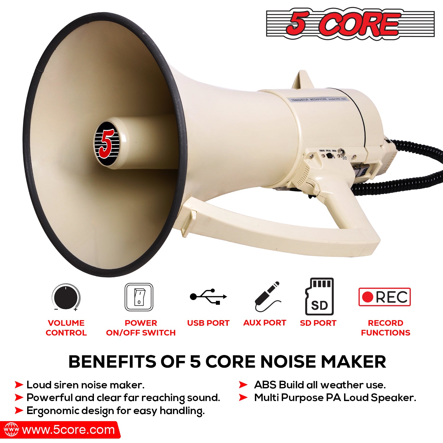 Versatile 3501 USB Megaphone - Perfect for Large Events, Sports, and Emergencies
