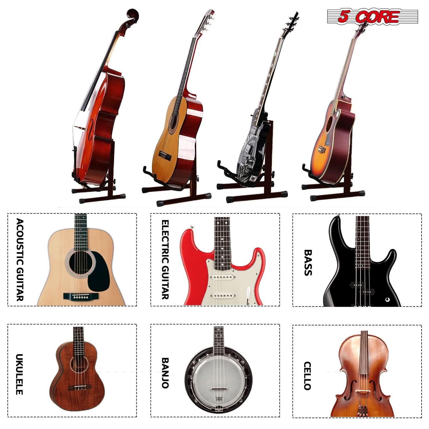 5Core Guitar Stand Floor A Frame Electric Acoustic Bass Soporte Para Guitarra