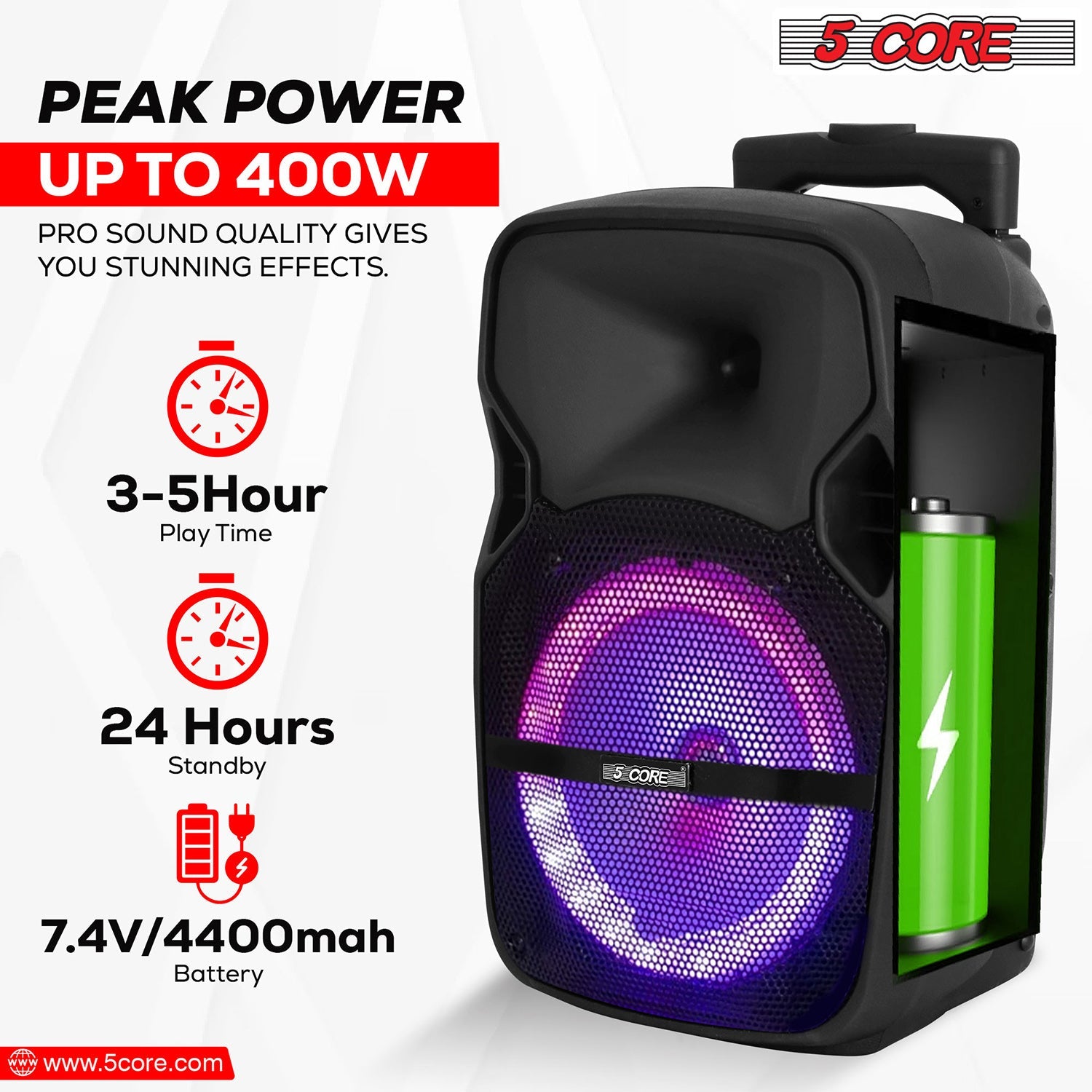 Bluetooth DJ Speaker by 5Core: Portable, loud, with wireless microphones, perfect for parties and karaoke.