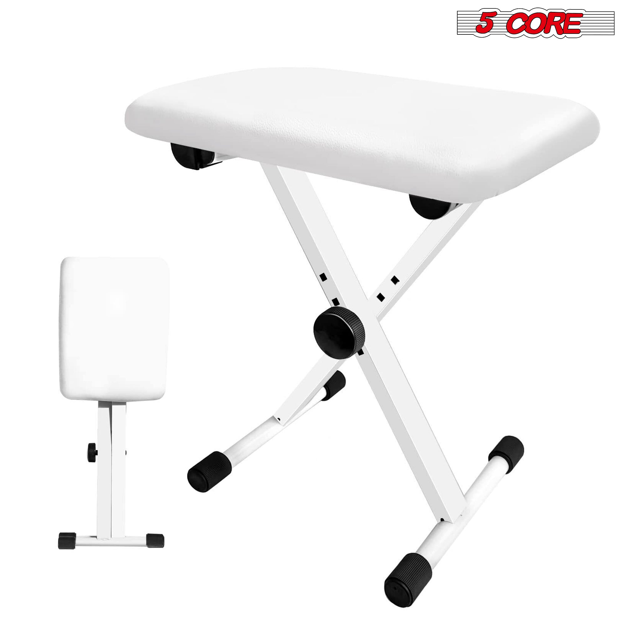 5 Core Keyboard Bench • X Style Piano Stool Height Adjustable 16.3–19.6" w Comfortable Padded Seat