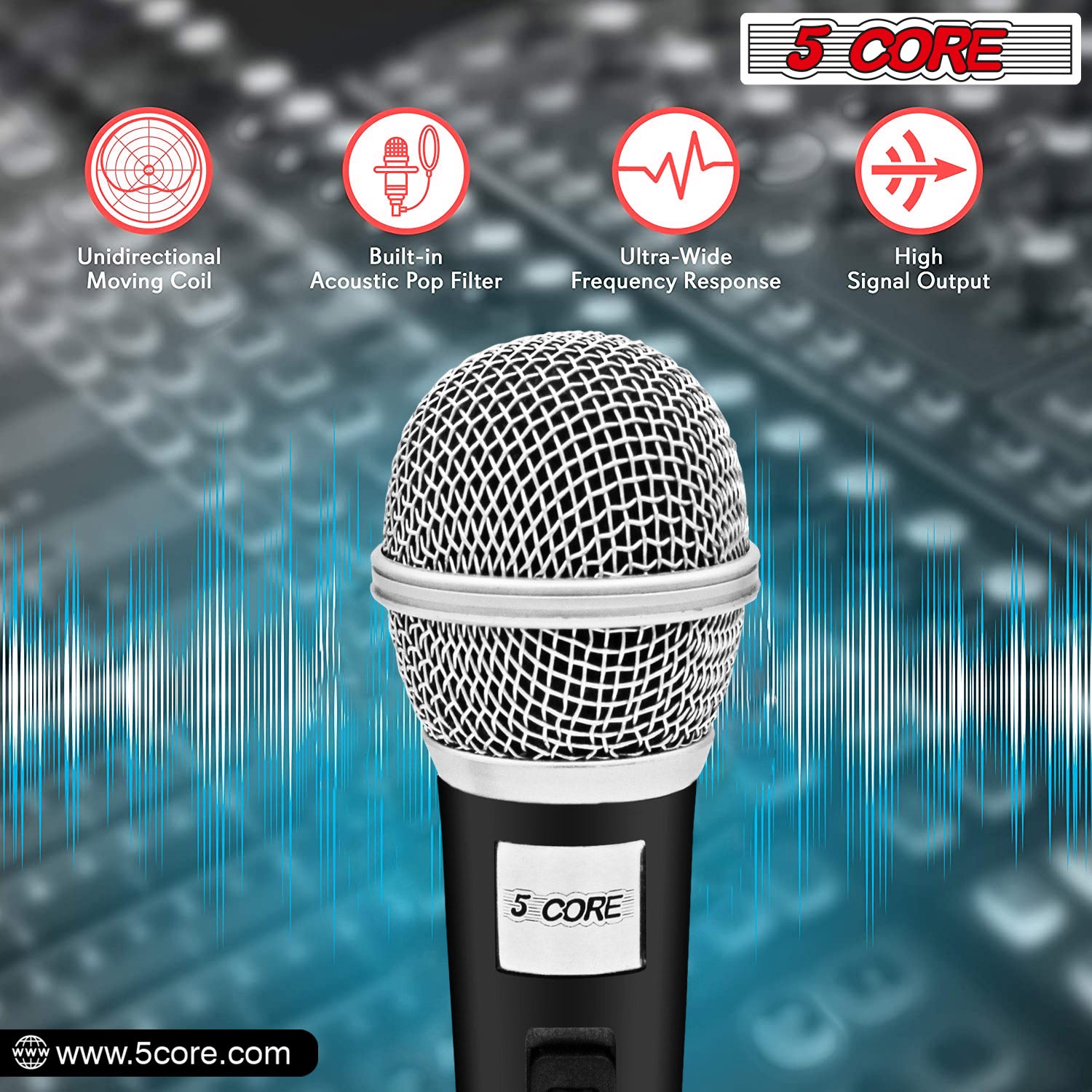 Dynamic XLR Microphone - 5Core PM 18 for Karaoke Enthusiasts