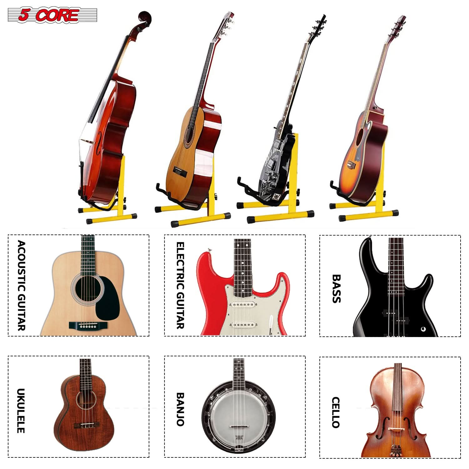 5Core Guitar Stand Floor A Frame Electric Acoustic Bass Soporte Para Guitarra