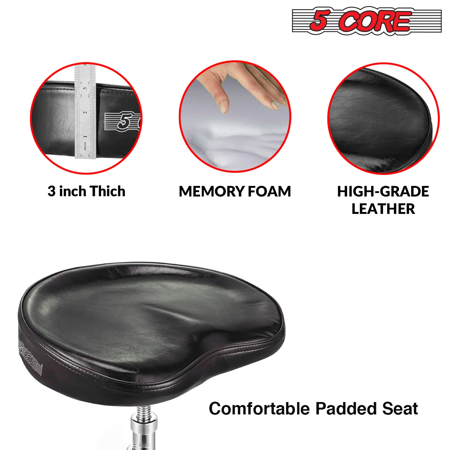 5 Core Studio Throne: Padded music stool with adjustable height for studio sessions.