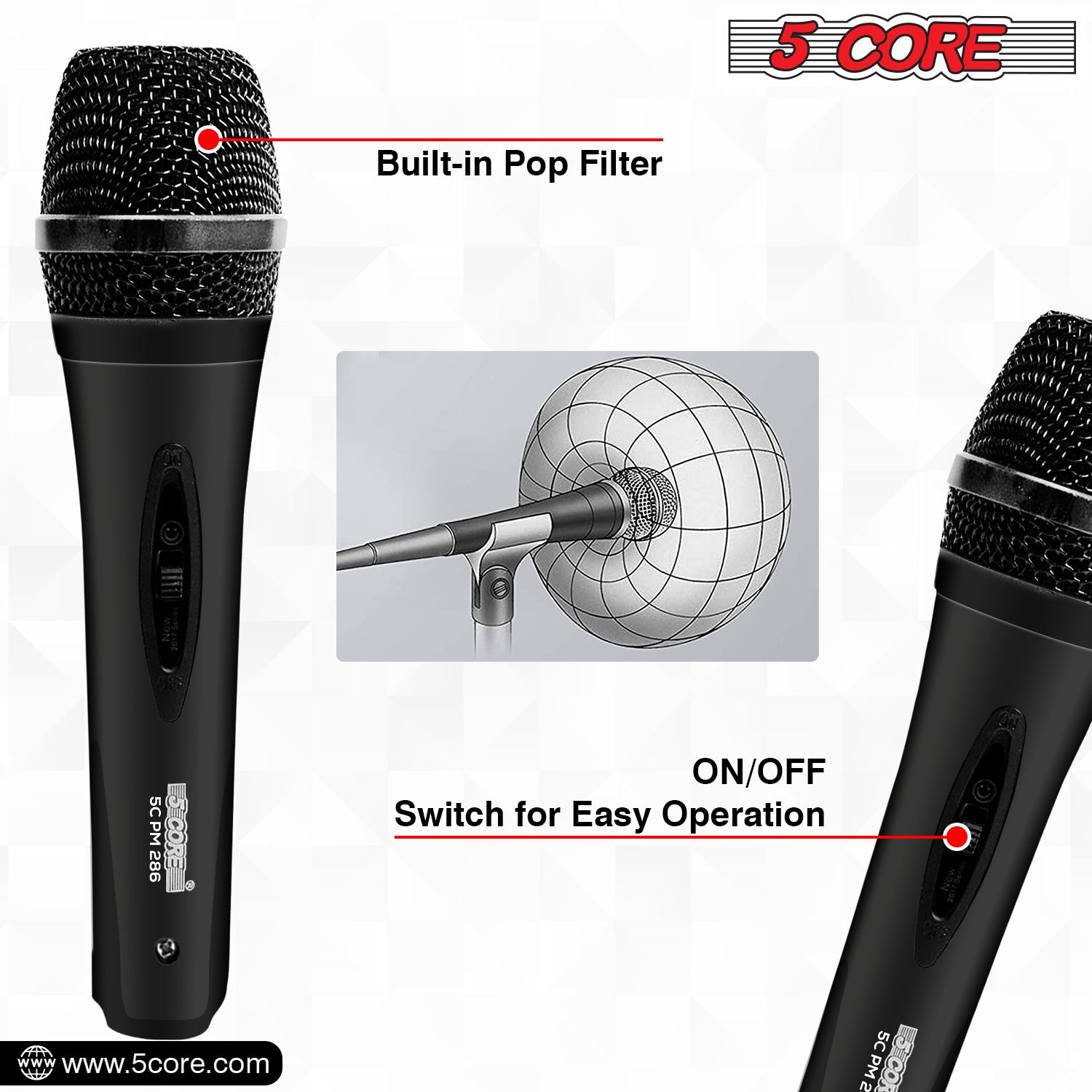 Enhance Your Karaoke Experience with 5 Core's PM 286 Dynamic Cardioid Microphone Set