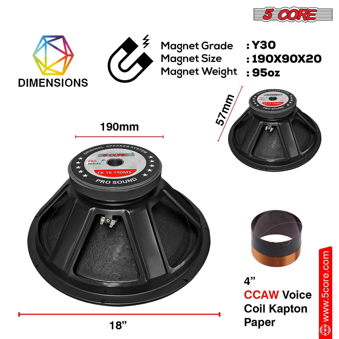 Professional 5 Core Subwoofers 18 Inch