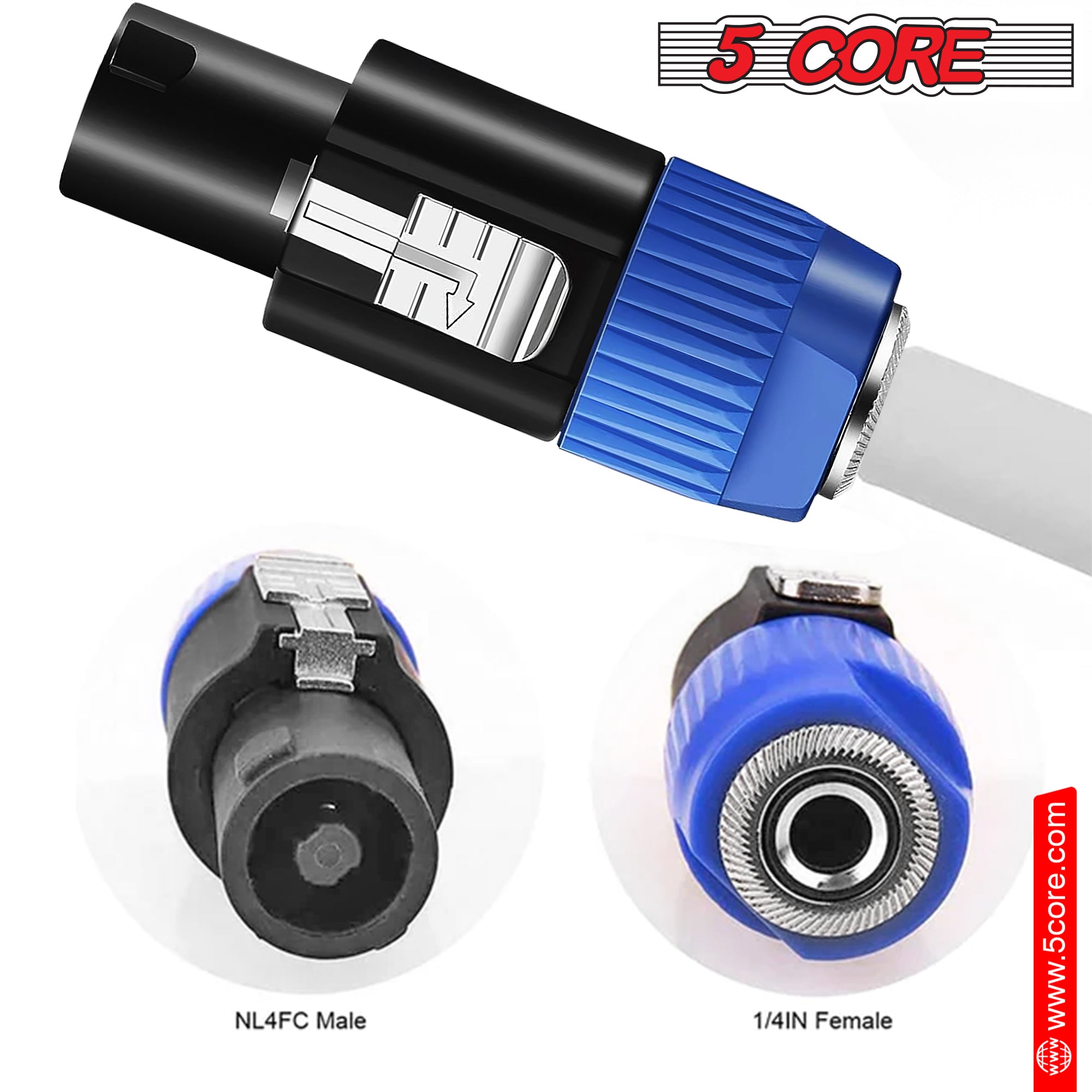 5 Core Speakon Adapter 2 Pack • High Quality Audio Jack Male Audio Pin • Speaker Adapter Connector