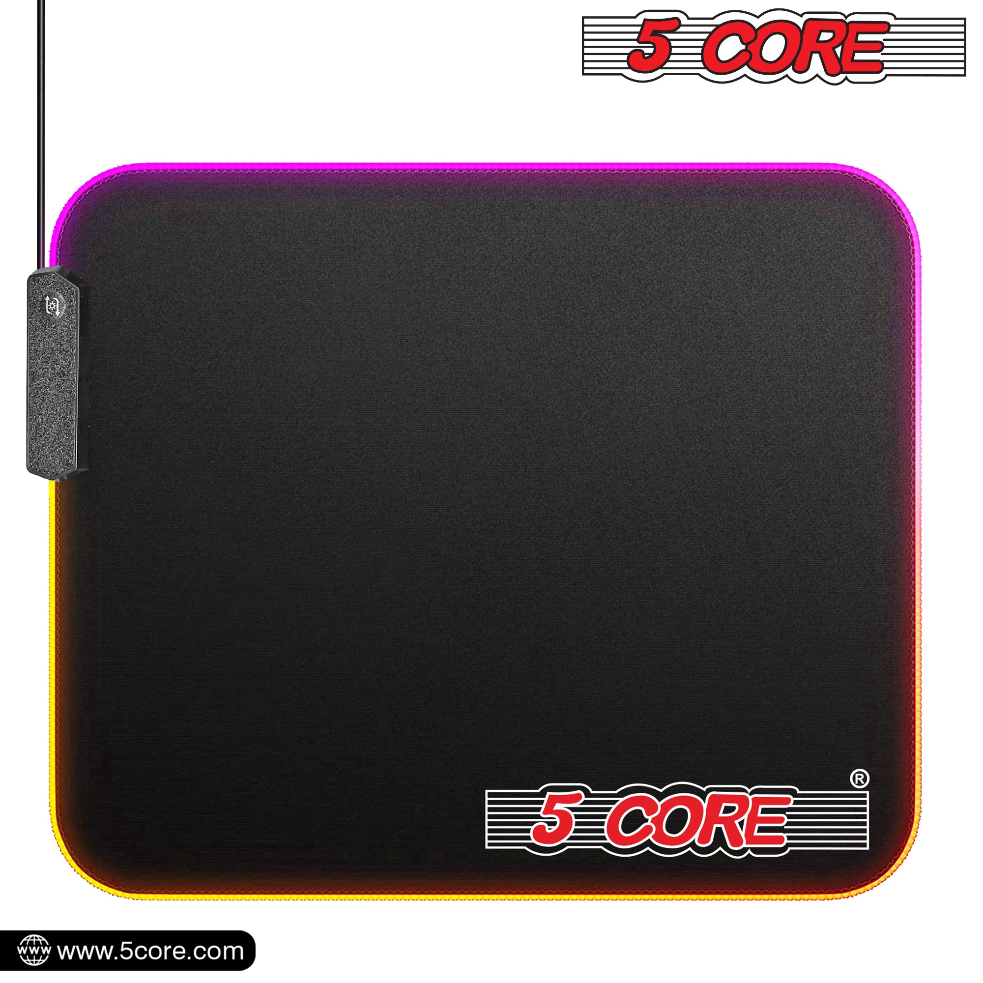 5 Core Gaming Mouse Pad RGB • 12 Light Modes 2 Zone • High-Performance Mouse Mat • w Rubber Base