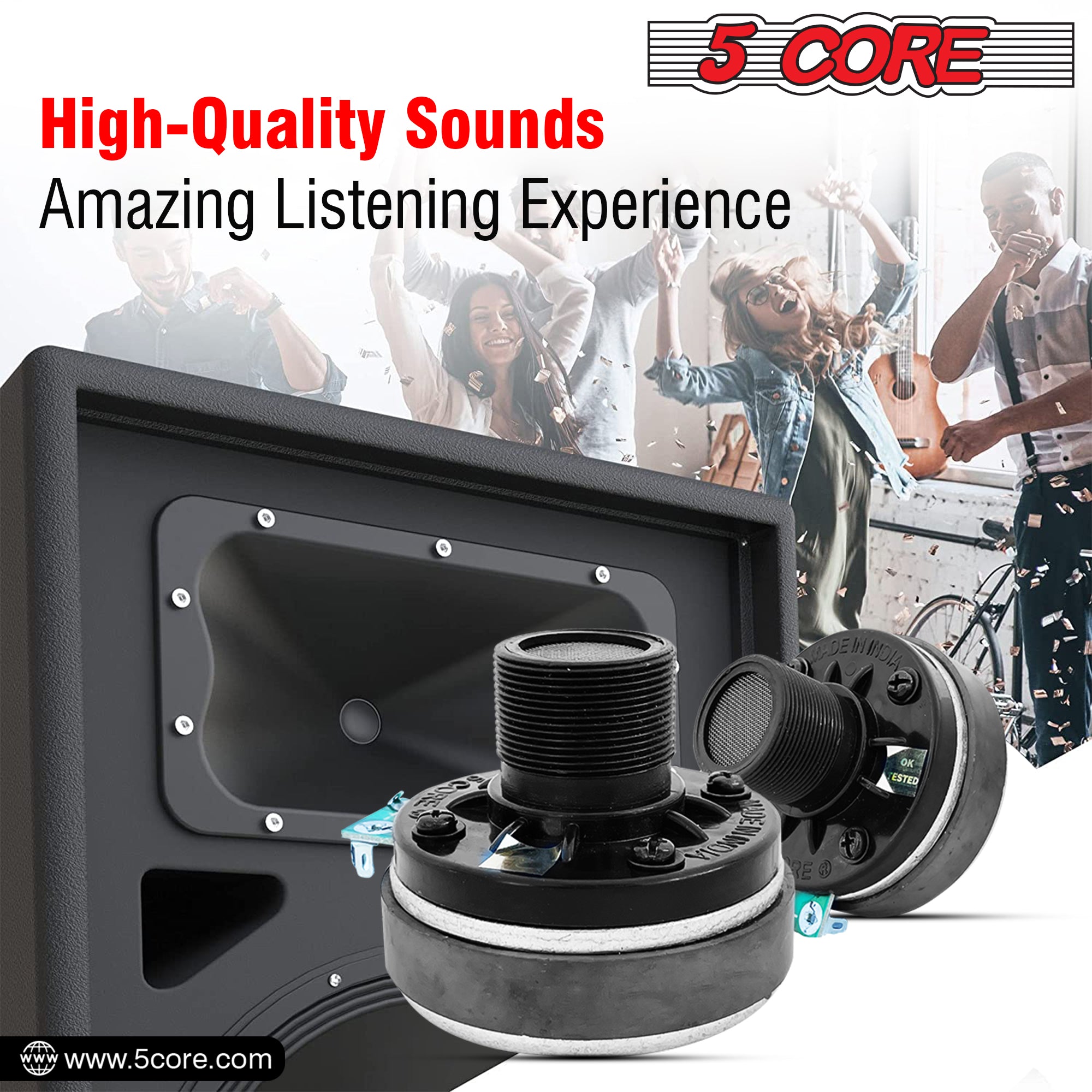 high quality sounds gives by  5 core compression driver