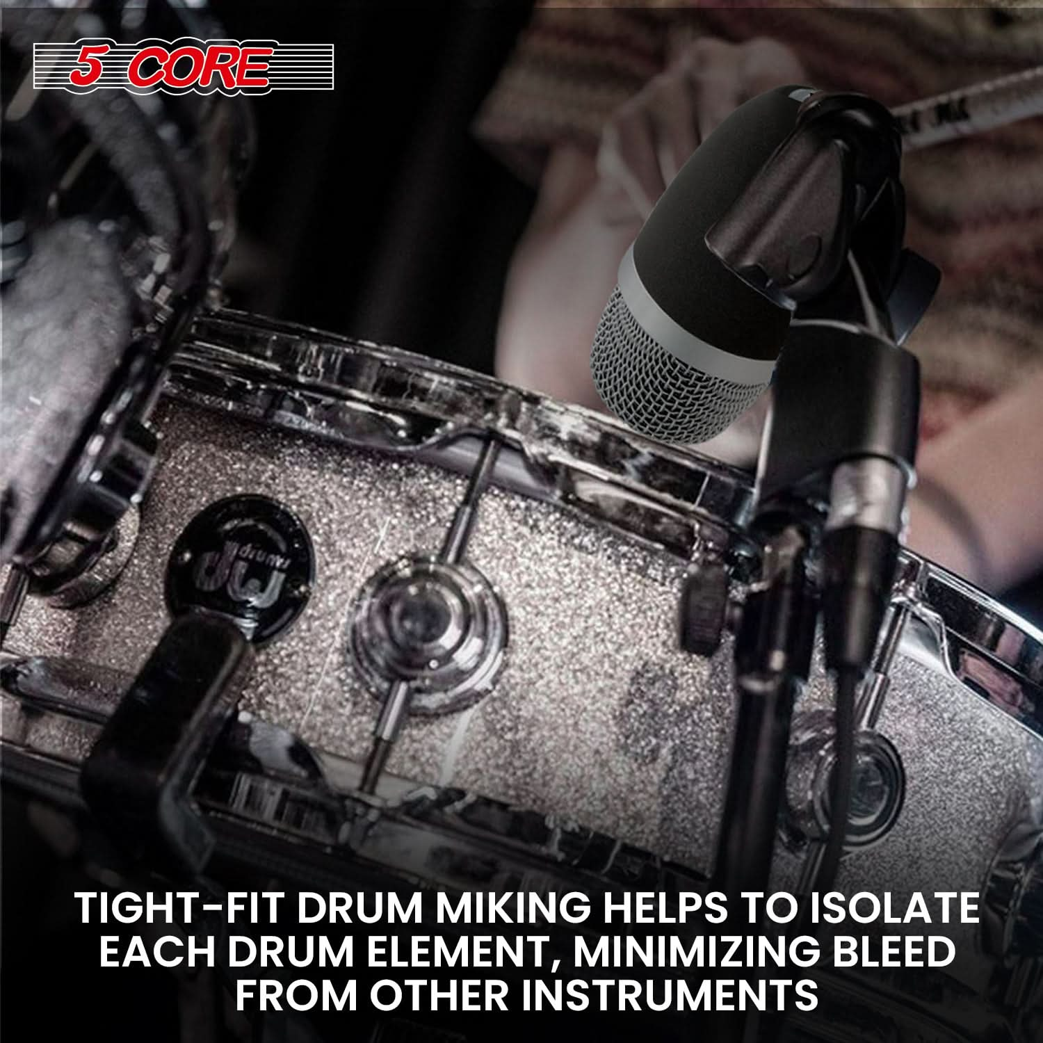 5 Core Snare Microphone XLR Wired Uni Directional Tom Drum and Other Musical Instrument Mic