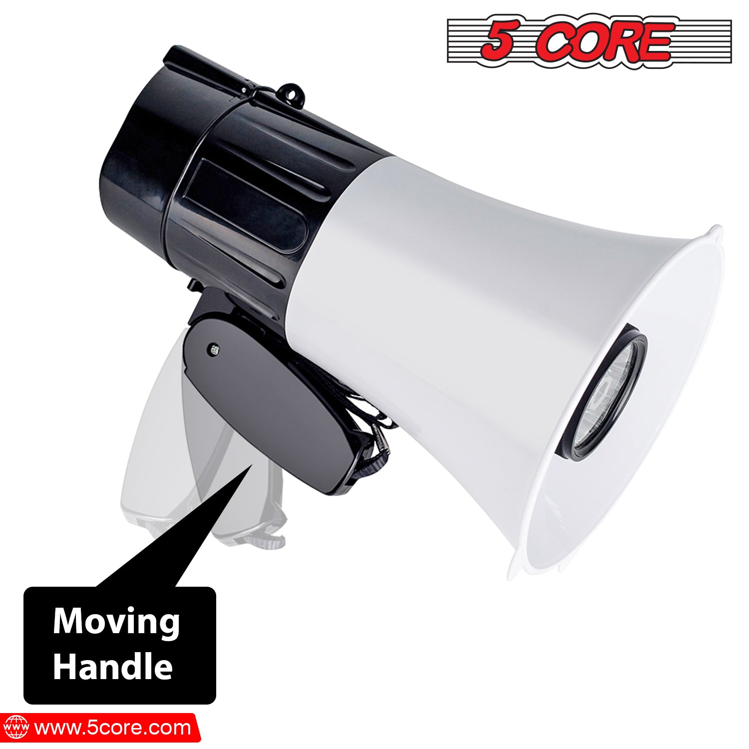 Moving handle megaphone