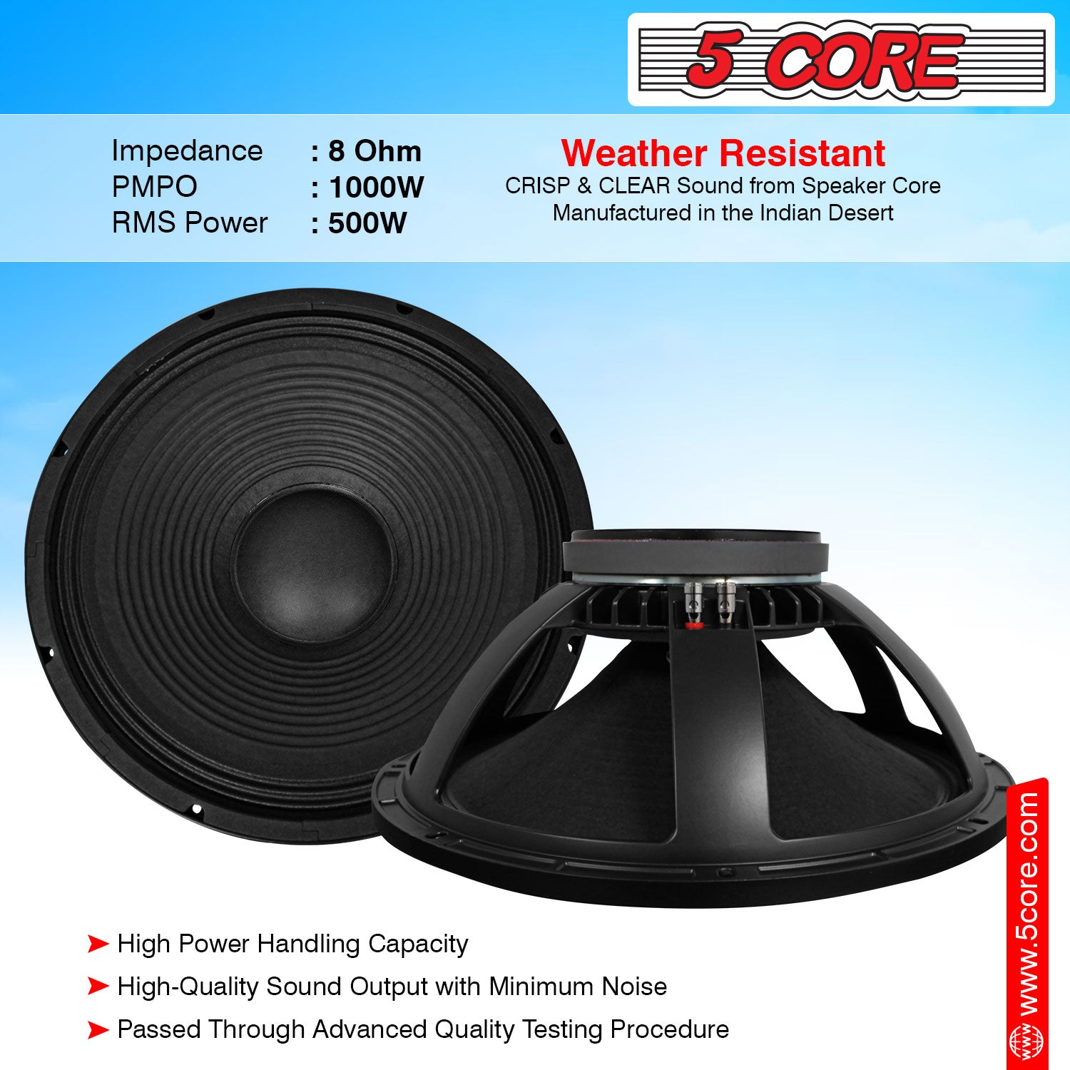 5 core 15" subwoofer weather resistant