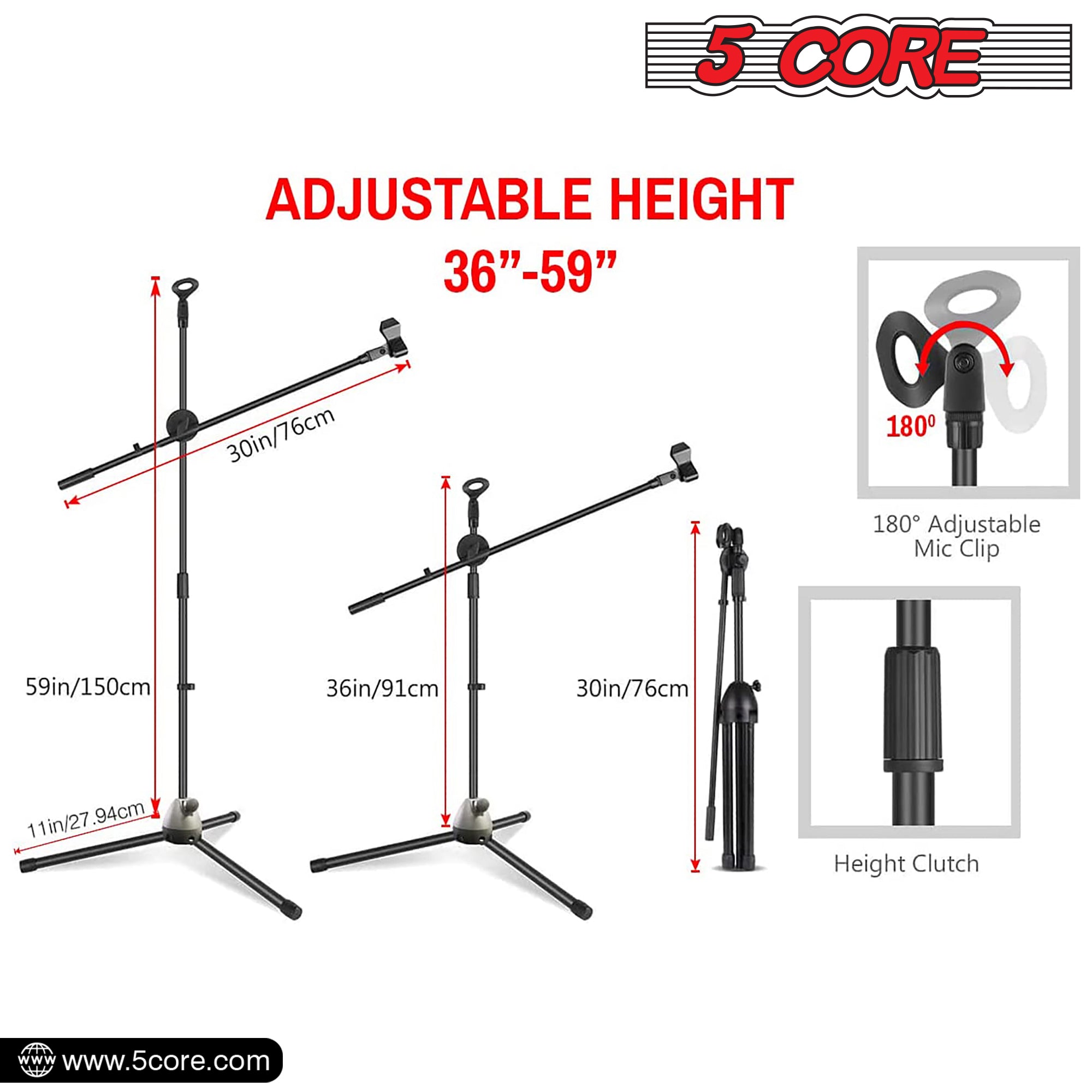 Foldable Adjustable Height Mic Stand
