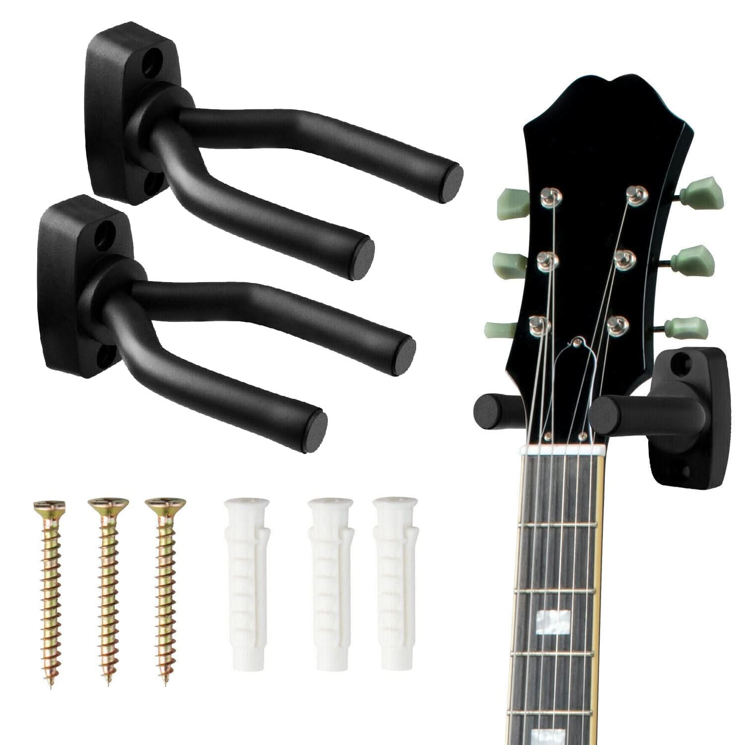 Guitar Wall on sale Hanger,2 Pack Guitar Wall Mount Holder With Pick Holder