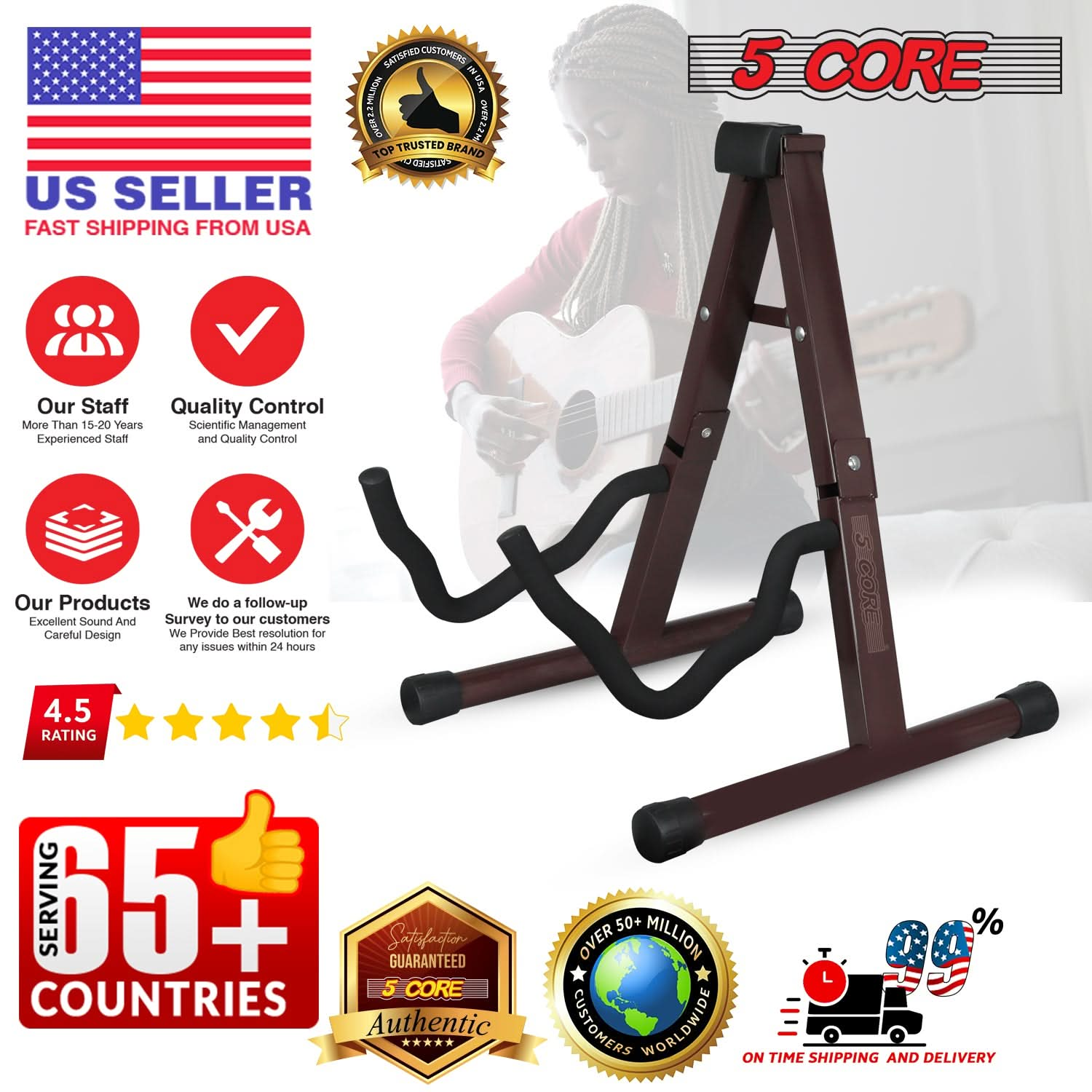 5Core Guitar Stand Floor A Frame Electric Acoustic Bass Soporte Para Guitarra