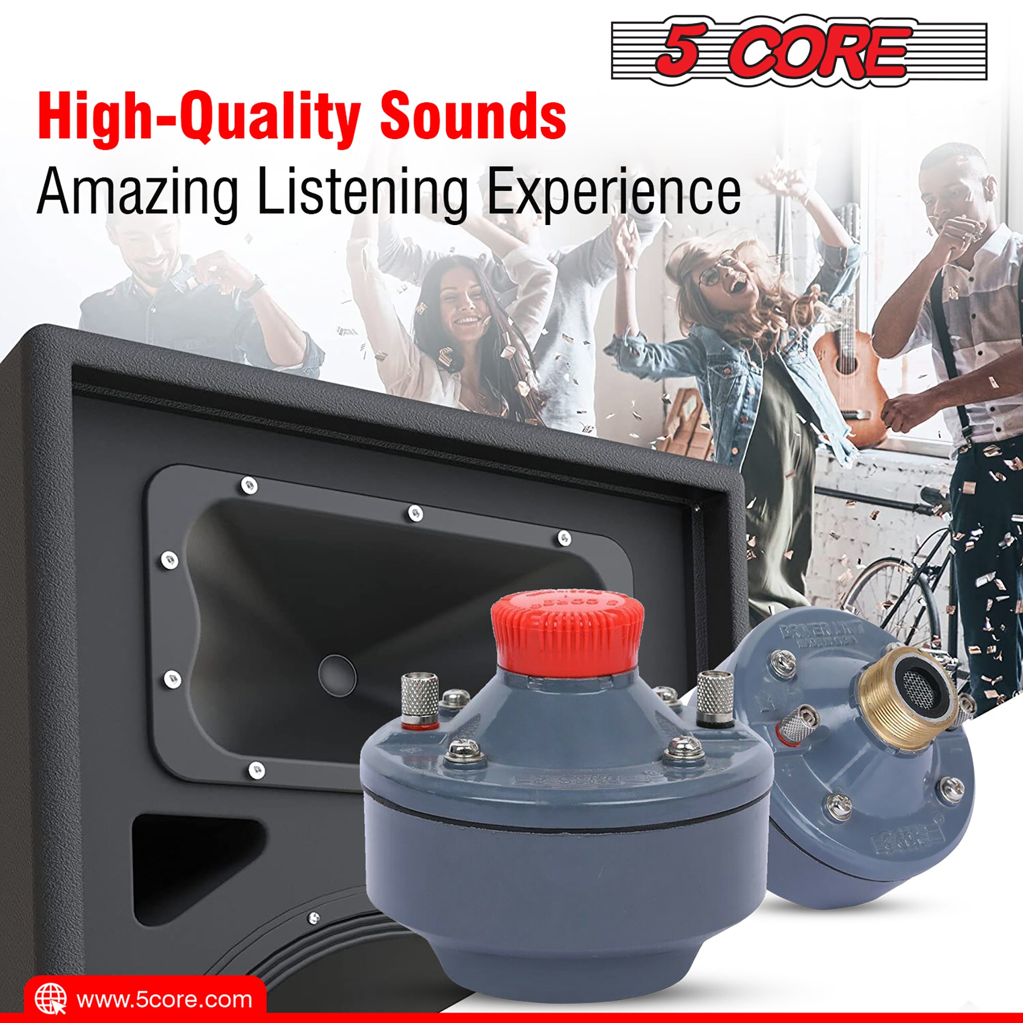 high quality sounds gives by 5 core compression driver