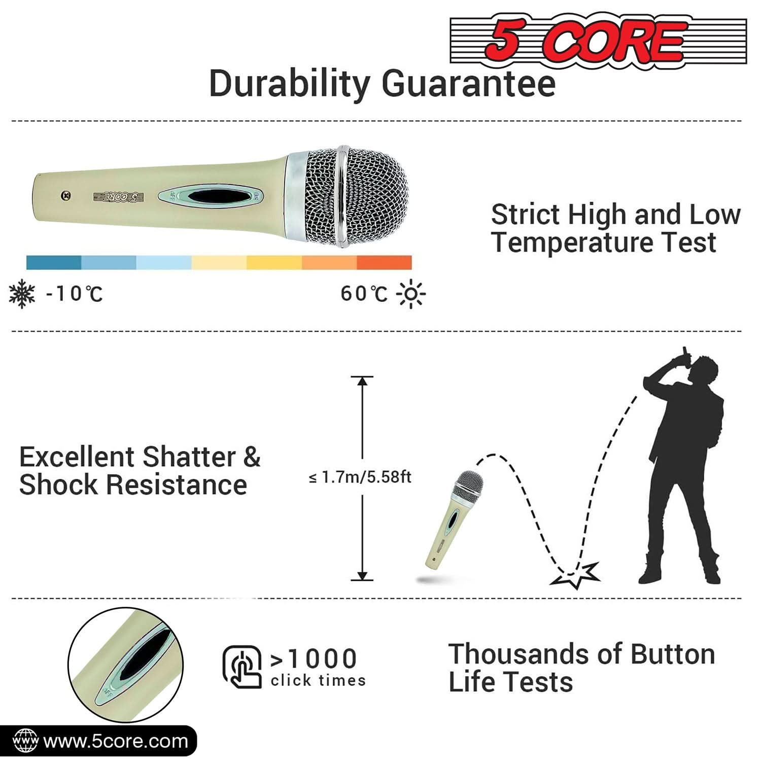 5 núcleo micrófono pro microfono microfono Mic XLR Audio Cardiod Vocal Karaoke PM 286 WH