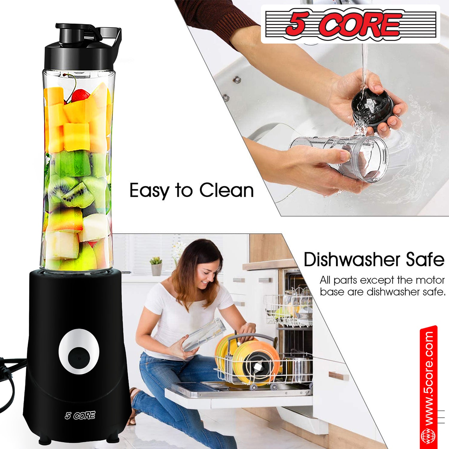 5Core Portable Blender For Kitchen 20 Oz Capacity 160W Personal Blenders Small Smoothie Maker