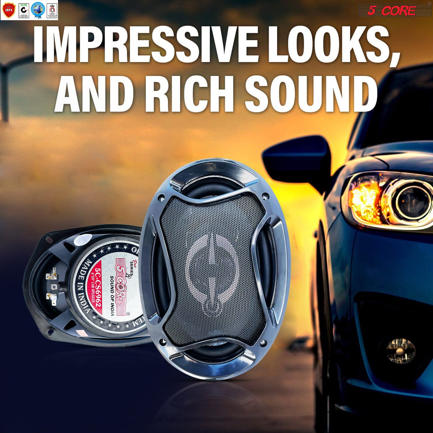 5 Core Car Speaker Coaxial 3 Way 6X9" Sold In Pair 800 Watts PMPO Full Range Speakers For Car Audio Premium Quality - CS6962