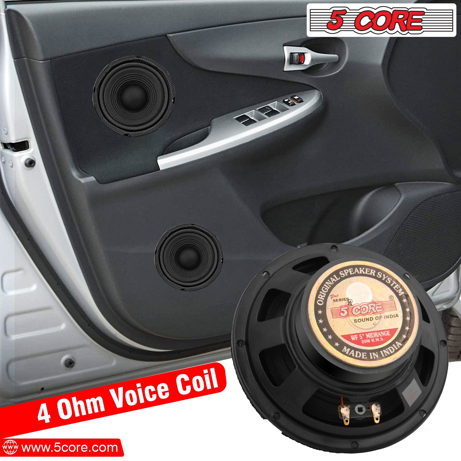 Discover Deep Bass and Vibrant Midtones with 5 Core 5" Car Subwoofers