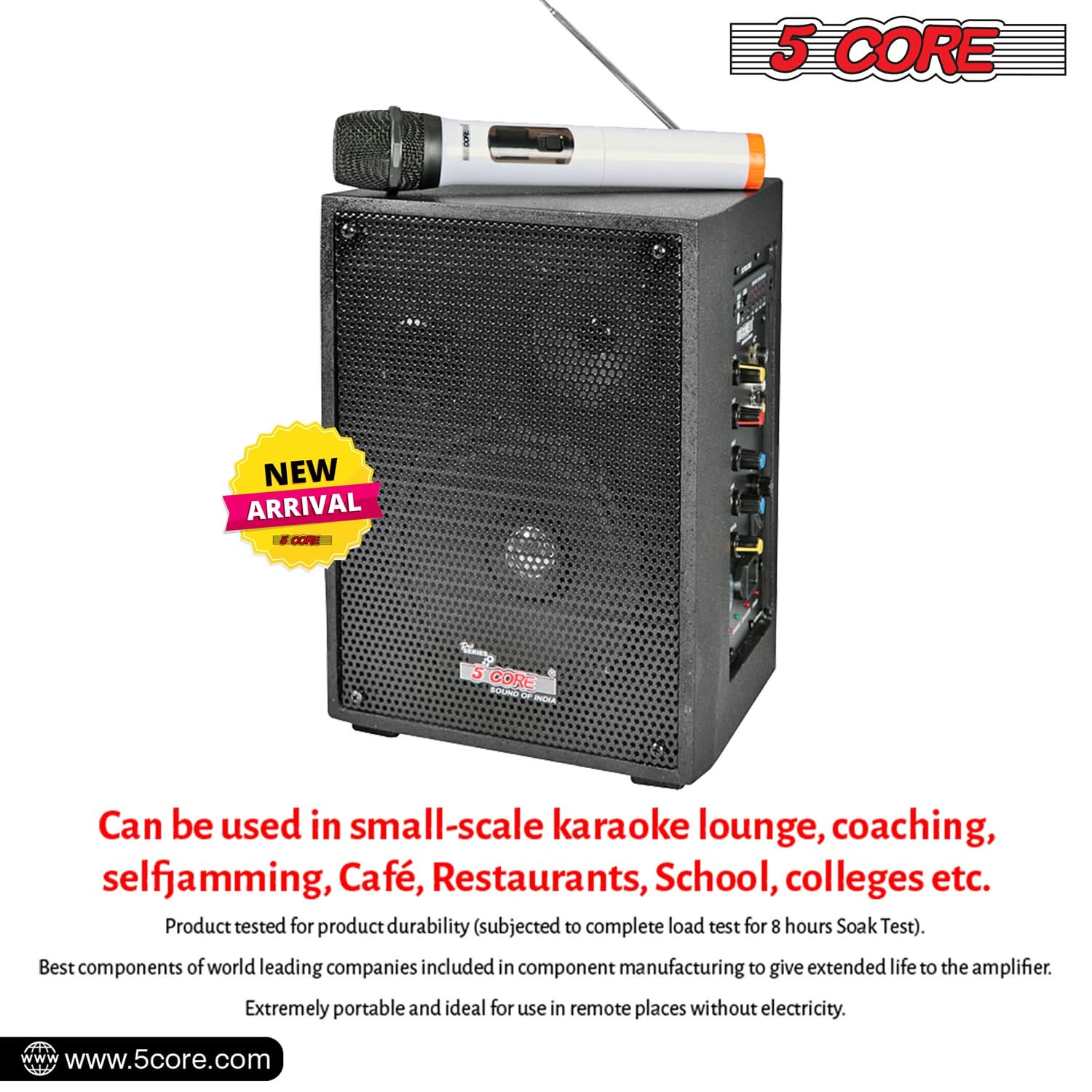 5Core Portable PA Speaker System 40W + Wireless Mic Rechargeable Public Speaking Machine