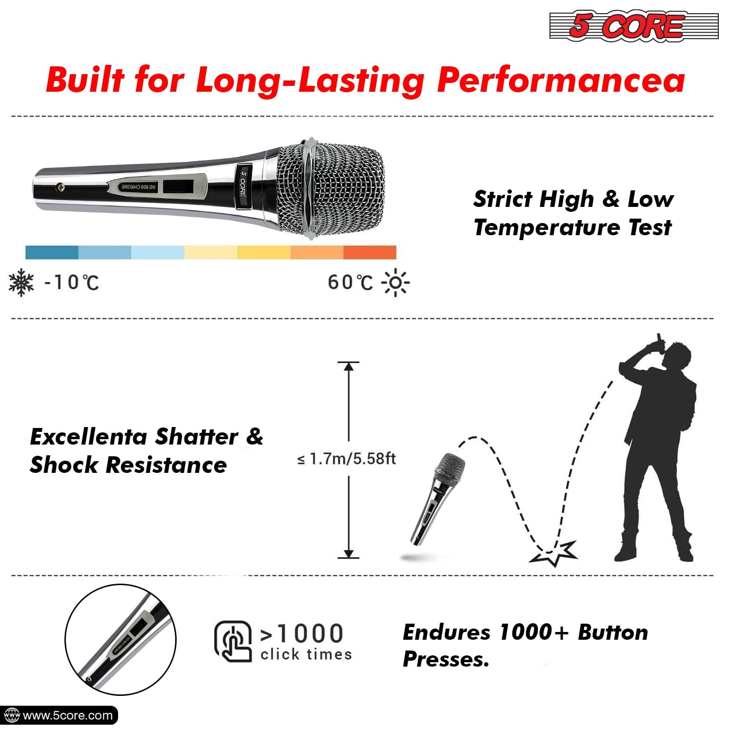 5Core XLR Microphone Dynamic Mic Karaoke Singing Studio Microfono Handheld Mics