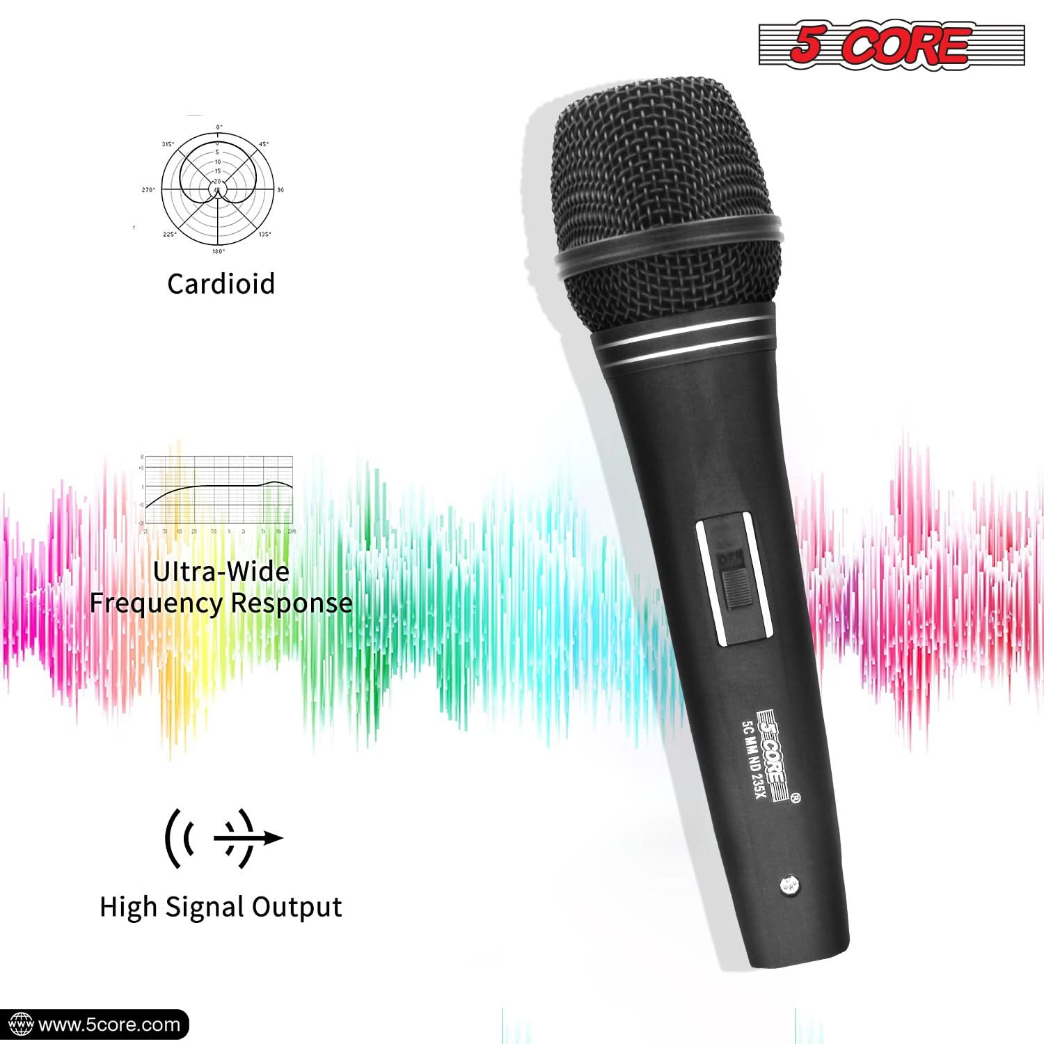 5Core Microphone For Singing Karaoke Neodymium Dynamic Mic Cardioid XLR Wired Microfono 1/2/3 Pc