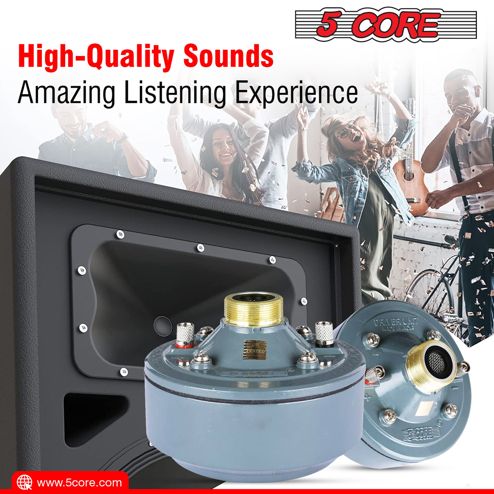 high quality sounds gives by 5 core compression driver
