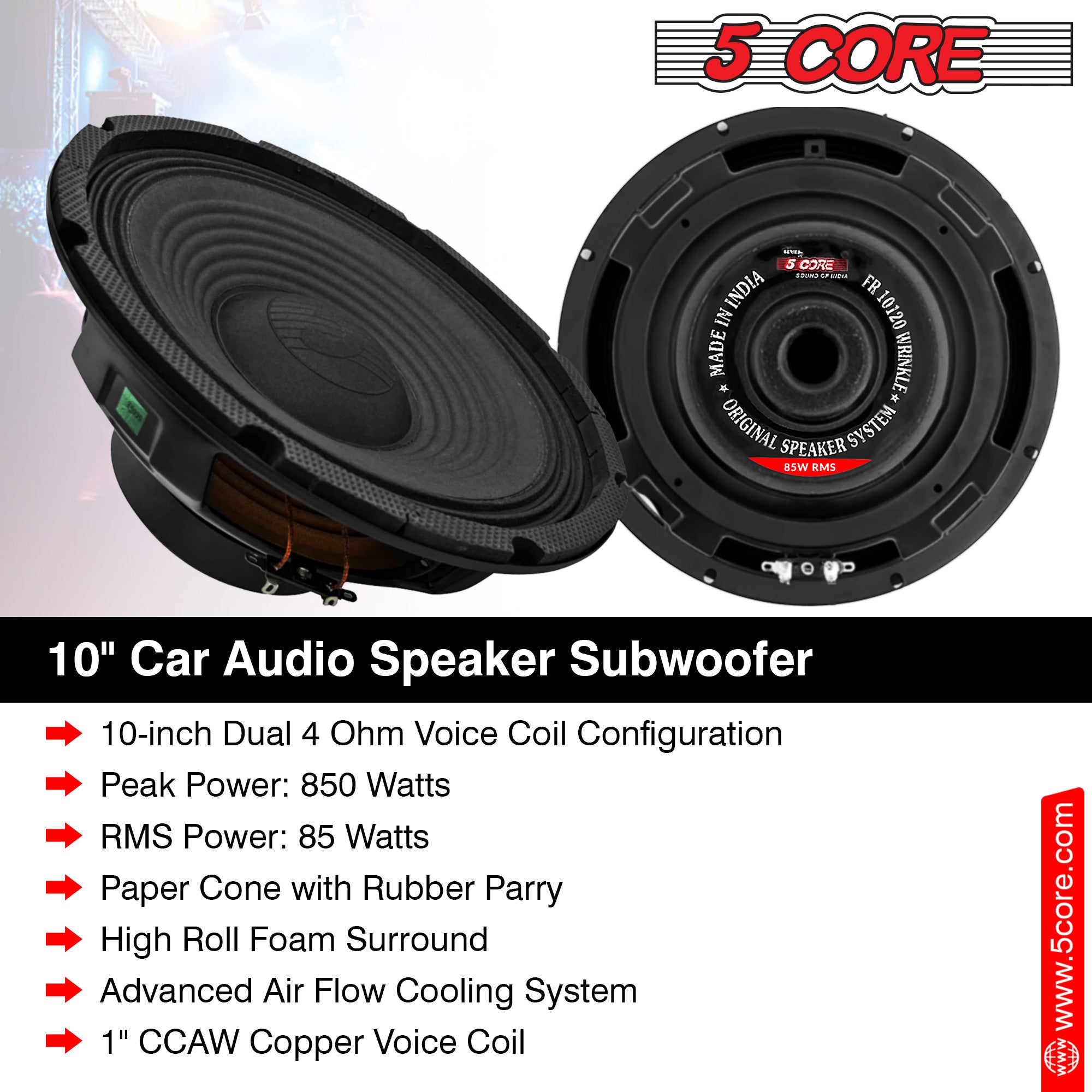 10" car audio speaker subwoofer high rolling foam surround