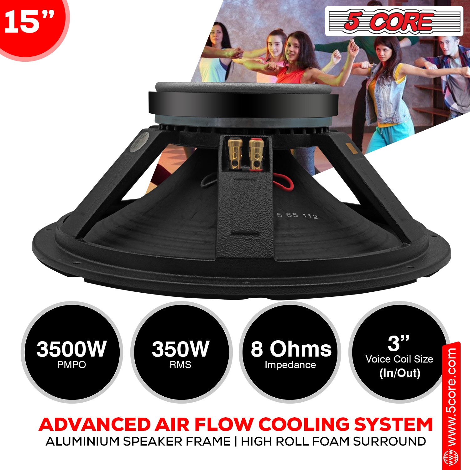 15" speaker advanced air flow cooling system.