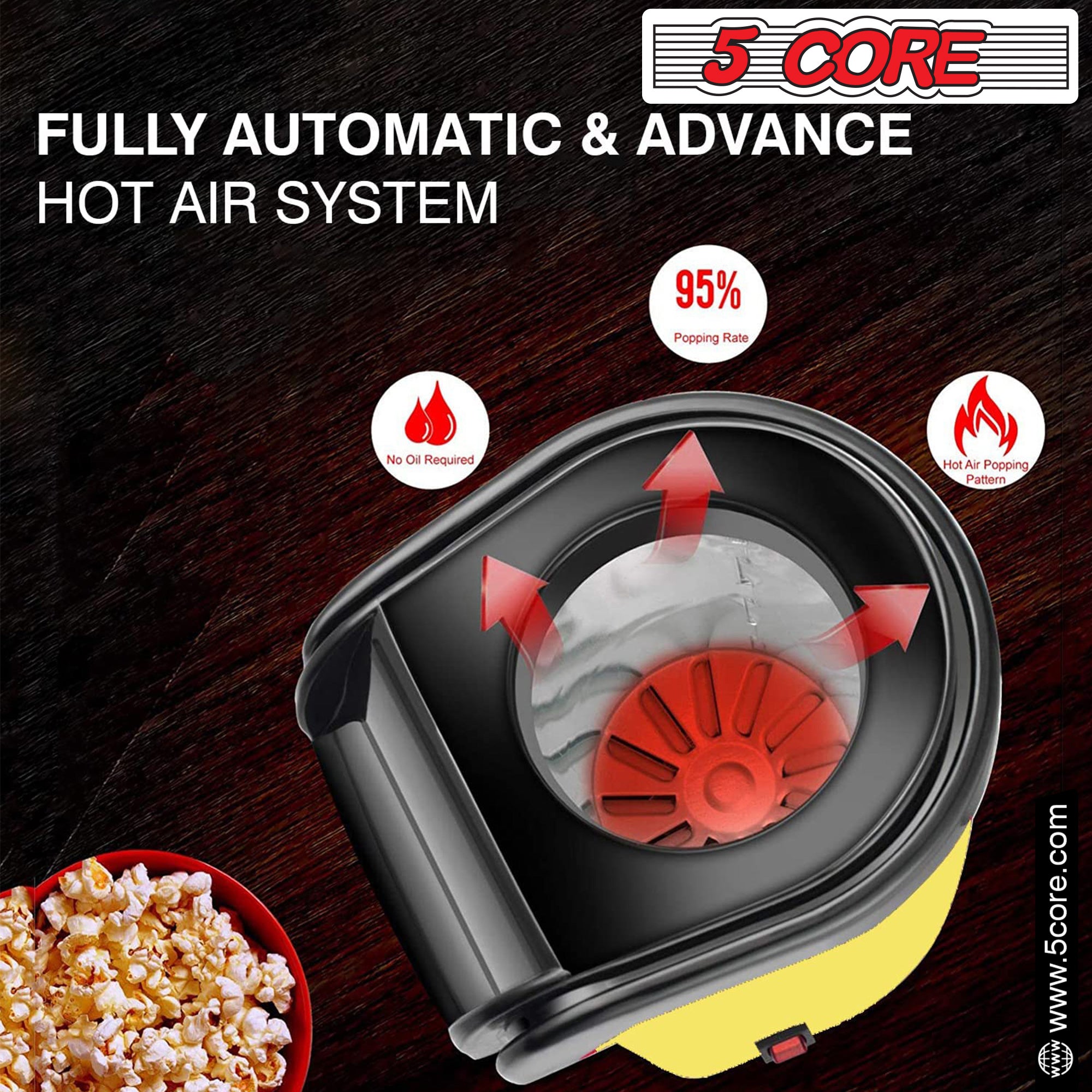 5 Core Popcorn machine fully automatic & advance hot air system.