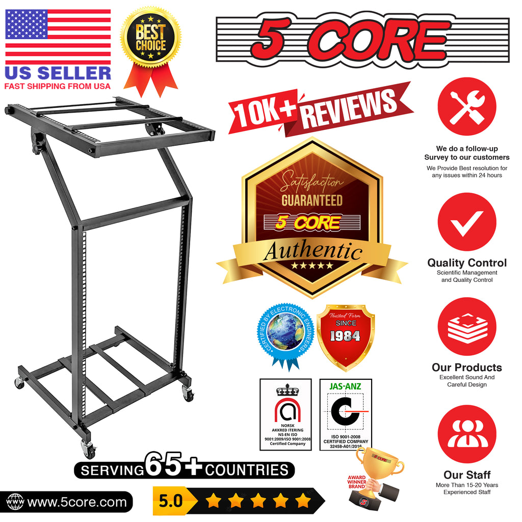 5 CORE DJ Mixer Stand 16U Adjustable Rack Mount Rolling Stage Cart Pro Audio Studio 5 CORE DJ Mixer Stand 16U Adjustable Rack Mount Rolling Stage Cart Pro Audio Studio
