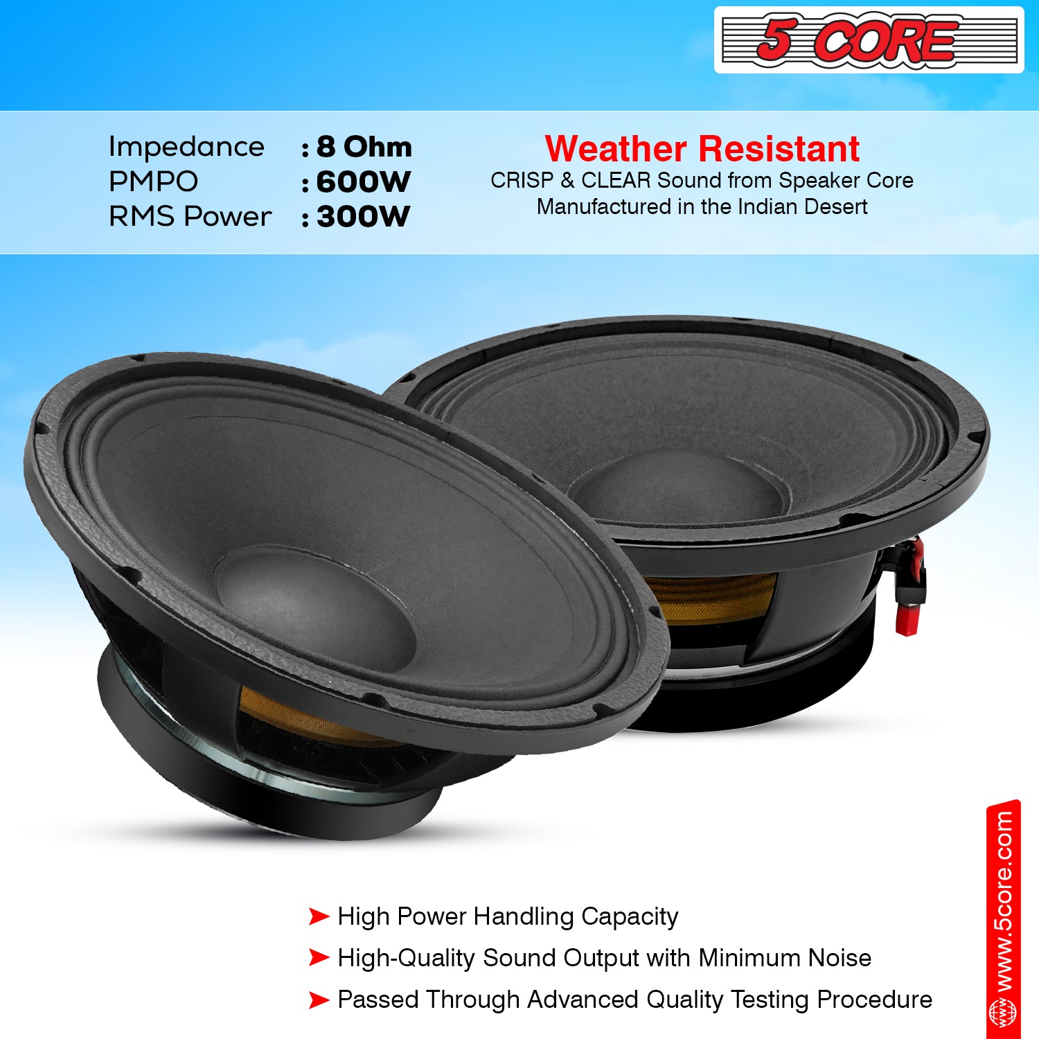 5 Core 10 inch Guitar Speaker with 600W Max Power