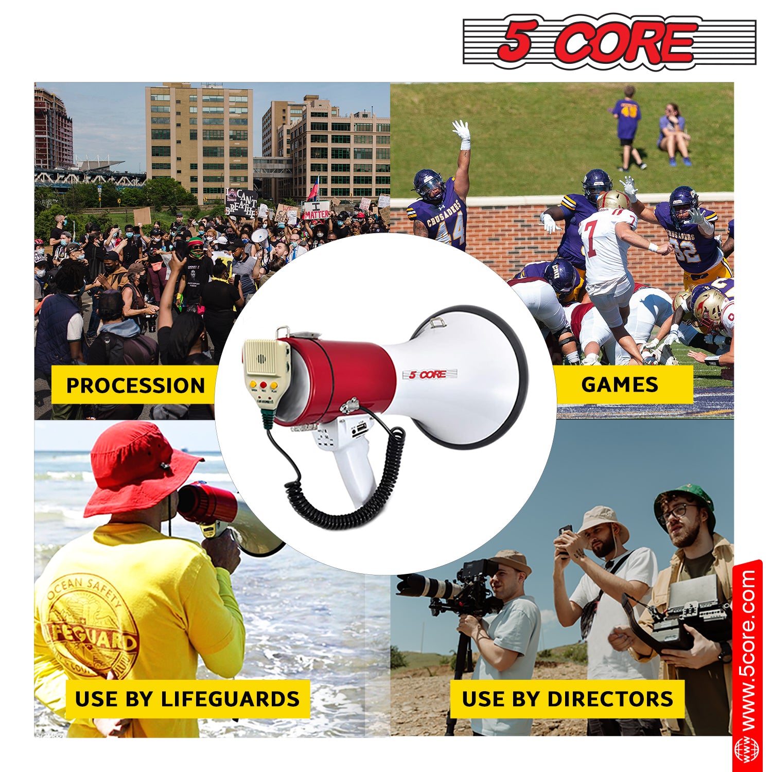 Bull Horn Loud Speaker ideal for fans, coaches, referees, safety drills, camping, boating, and schools.