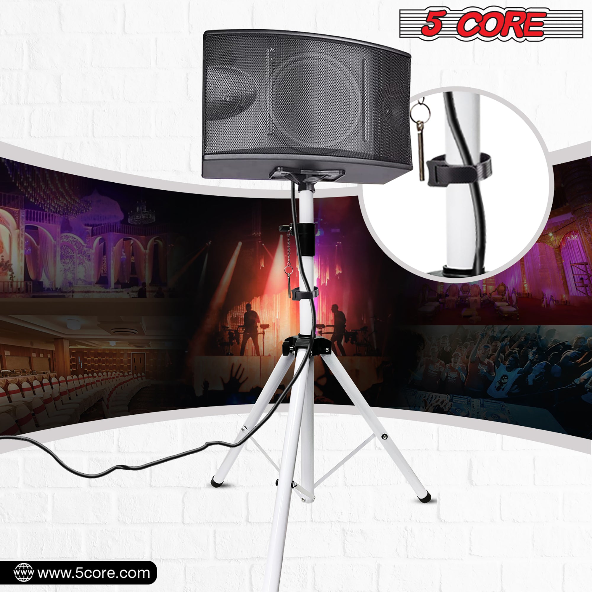 Compatible with various speakers, adjustable height, outdoor use, black color, 3.8 lbs.