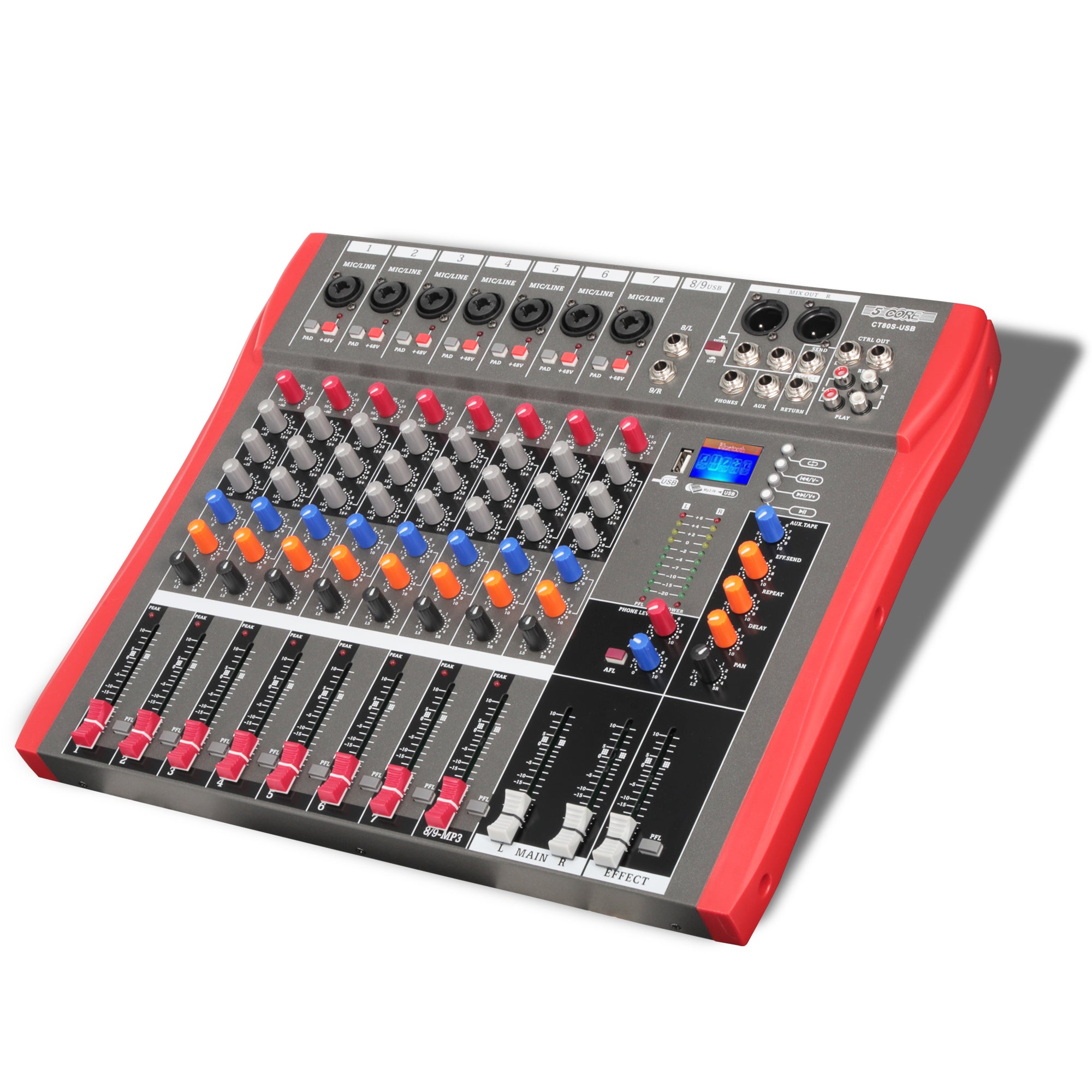 5 Core 8 Channel DJ Audio Mixer Professional Digital Bluetooth Compact Recording Studio Equipment