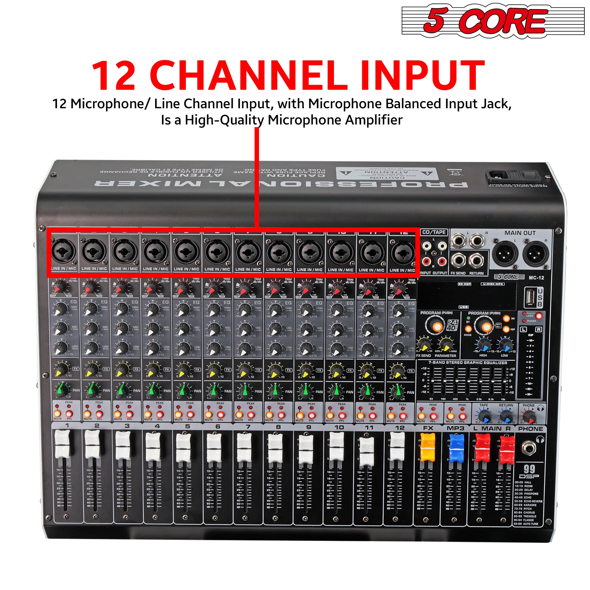 12 Channel DJ Equipment Digital Sound Board Karaoke XLR Mixers
