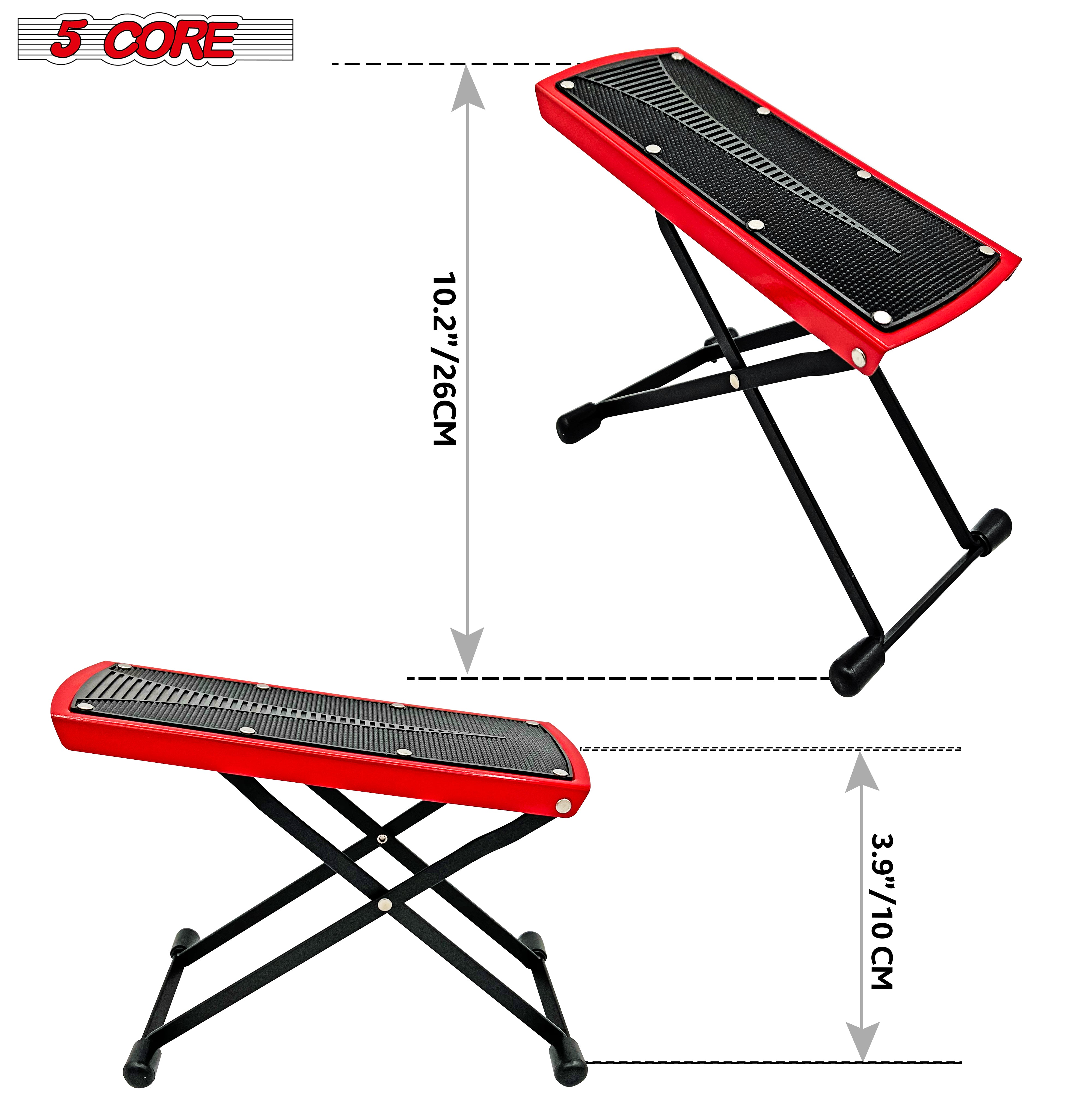 5 Core Red Guitar Foot Stool 6 Level Height Adjustable 