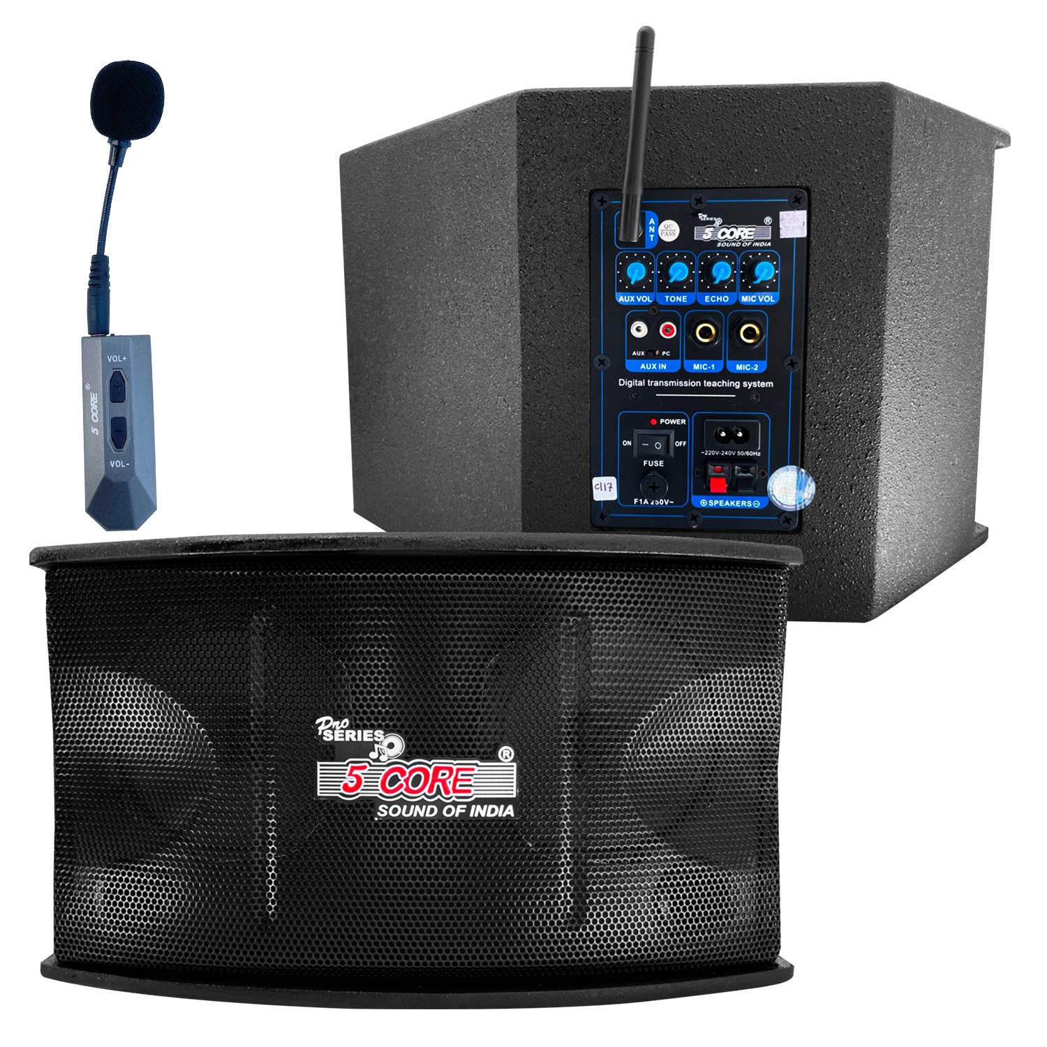 5Core Voice Amplifier 200W Active Portable PA Speaker System w Wireless Lavalier Microphone