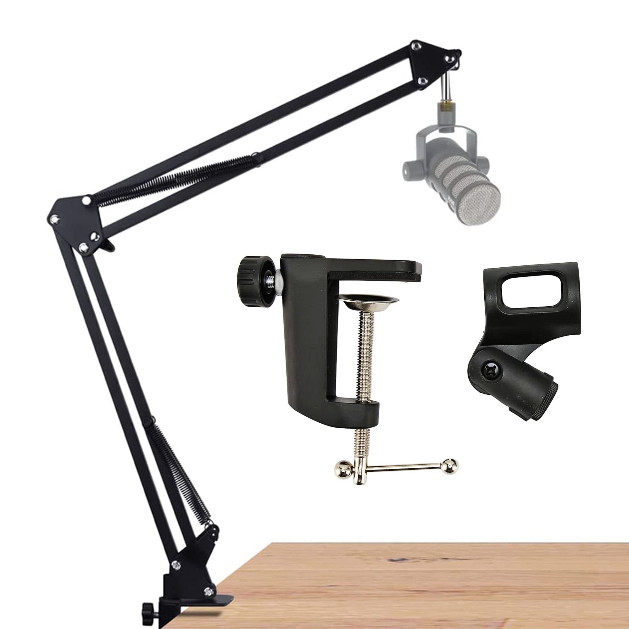 5 Core Microphone Arm Desk Mic Holder Stand Black Adjustable Microphone Arm Desk Mount 360° Rotatable And Foldable Scissor Mounting -MS ARM BLK