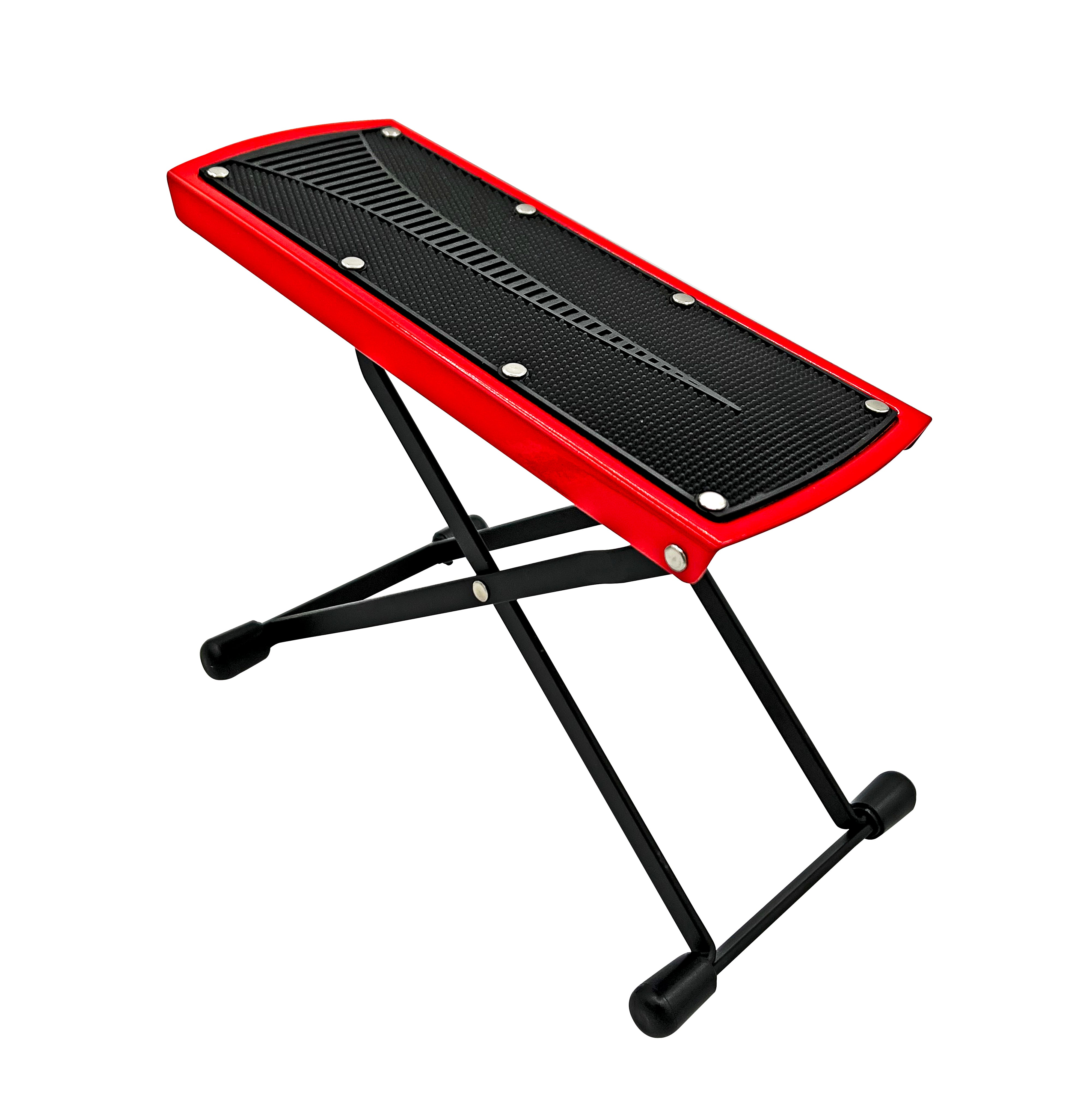 5 Core Red Guitar Foot Stool Stand 6 Level Height Adjustable Leg Rest • Stable Foot Stand w Non-Slip Pad